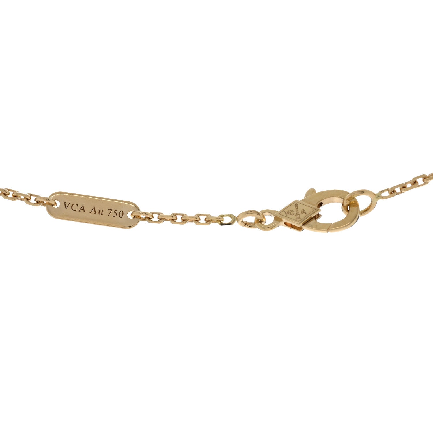 18K Yellow Gold Mother of Pearl Vintage Alhambra Pendant Necklace