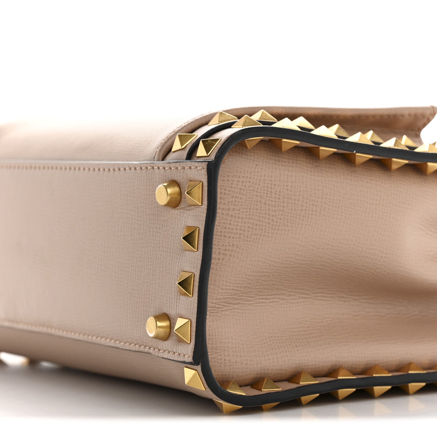 Vitello Small Rockstud Alcove Top-Handle Bag Rose Cannelle