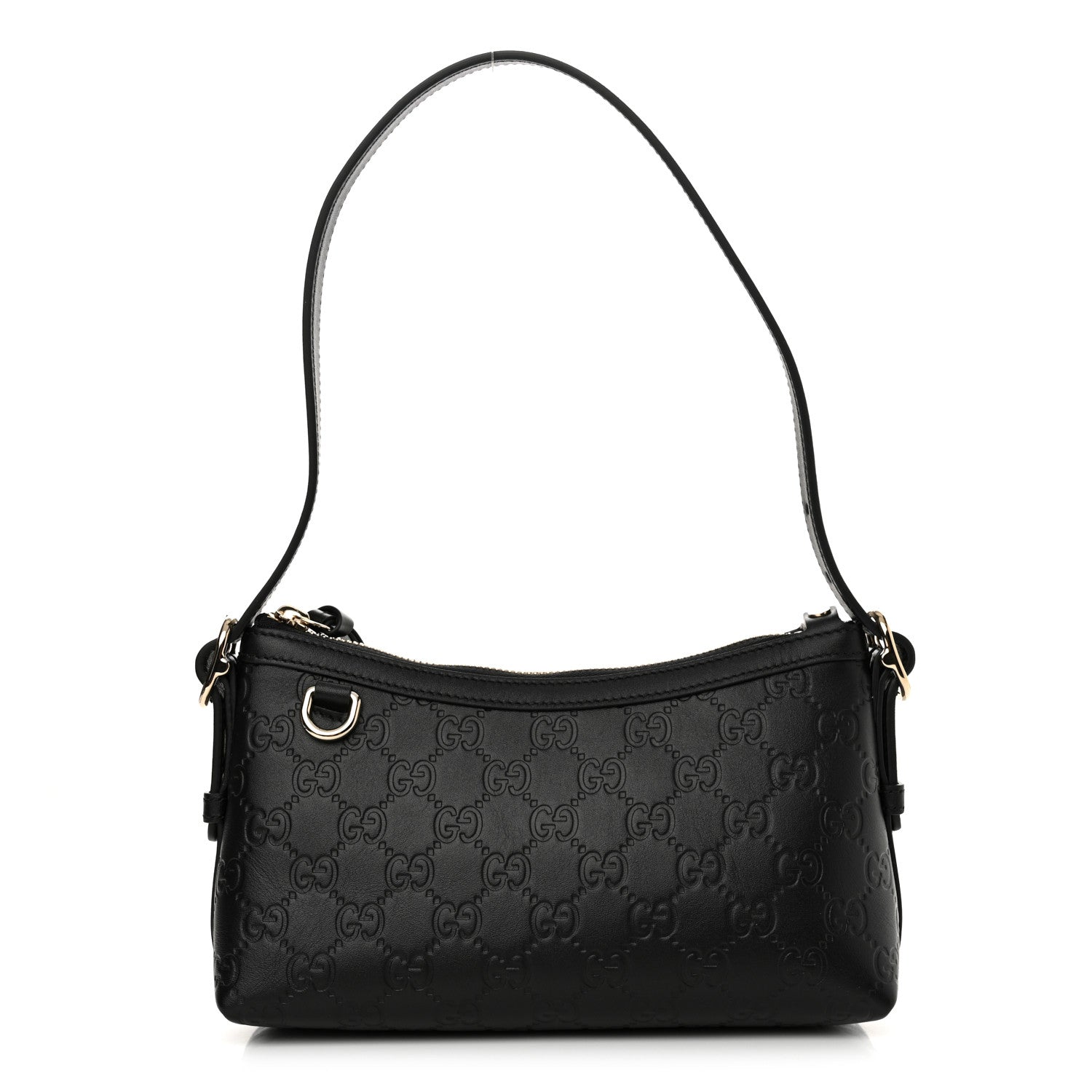 Calfskin GG Emblem Embossed Small Shoulder Bag Black