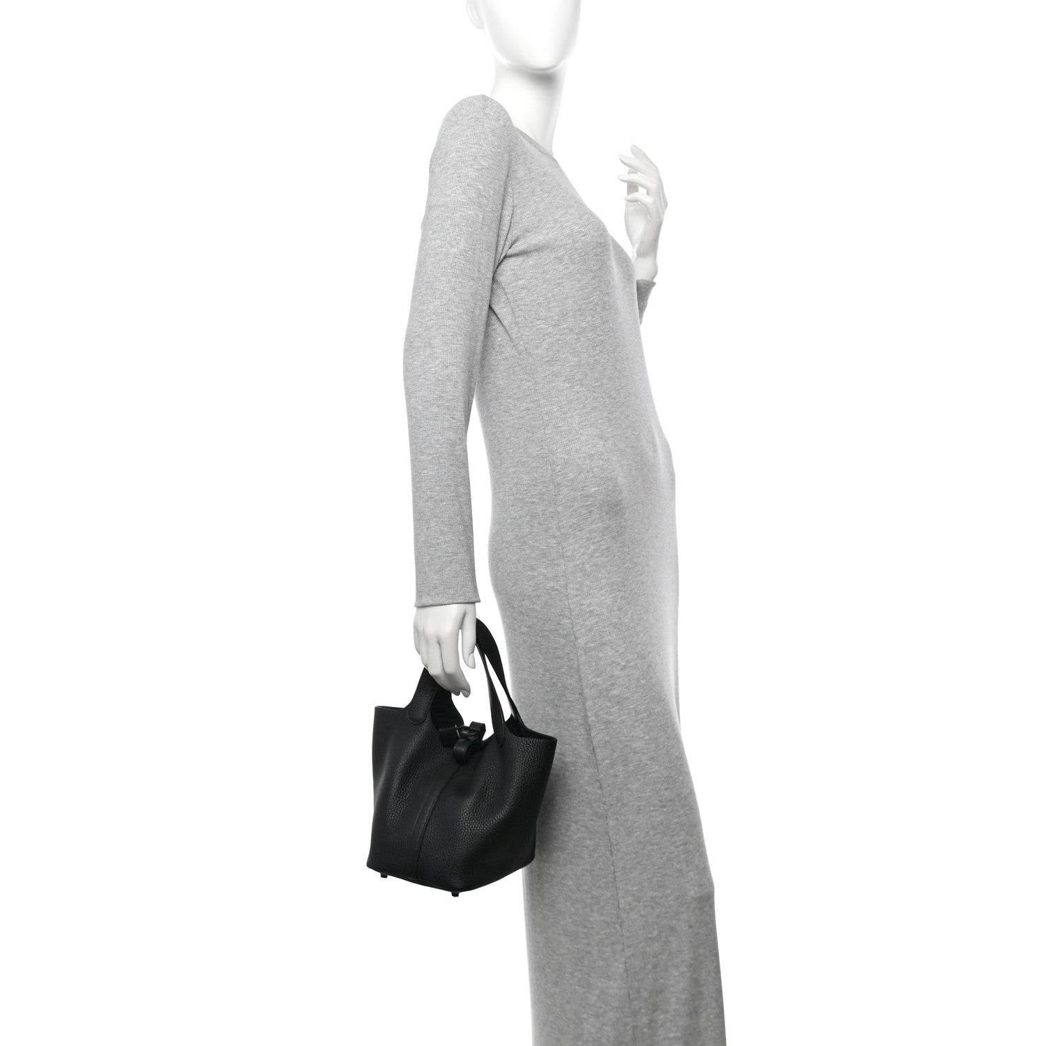 Taurillon Clemence Monochrome Picotin Lock 18 PM Black