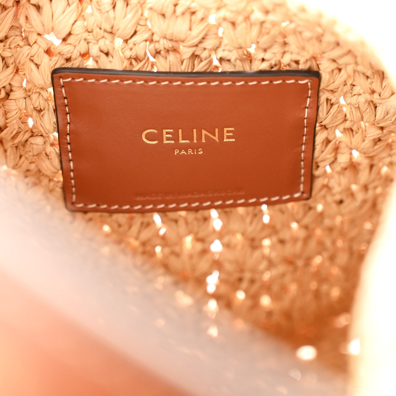 Raffia Calfskin Triomphe Panier Hobo Bag Natural Tan