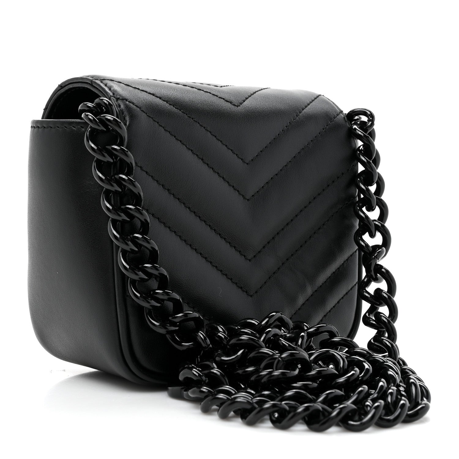 Calfskin Matelasse Monochrome GG Marmont Chain Mini Belt Bag Black