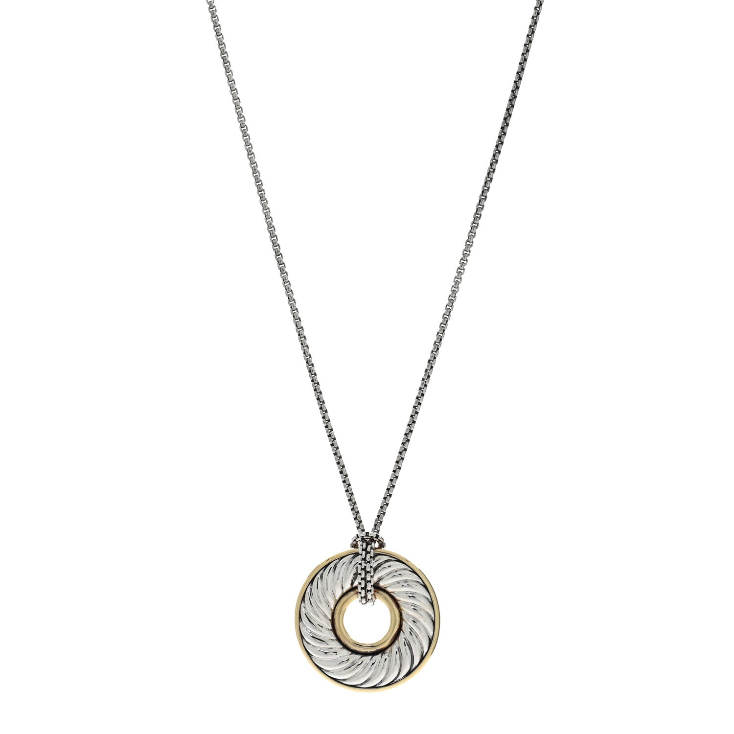 Sterling Silver 18K Yellow Gold 30mm Thoroughbred Pendant Necklace