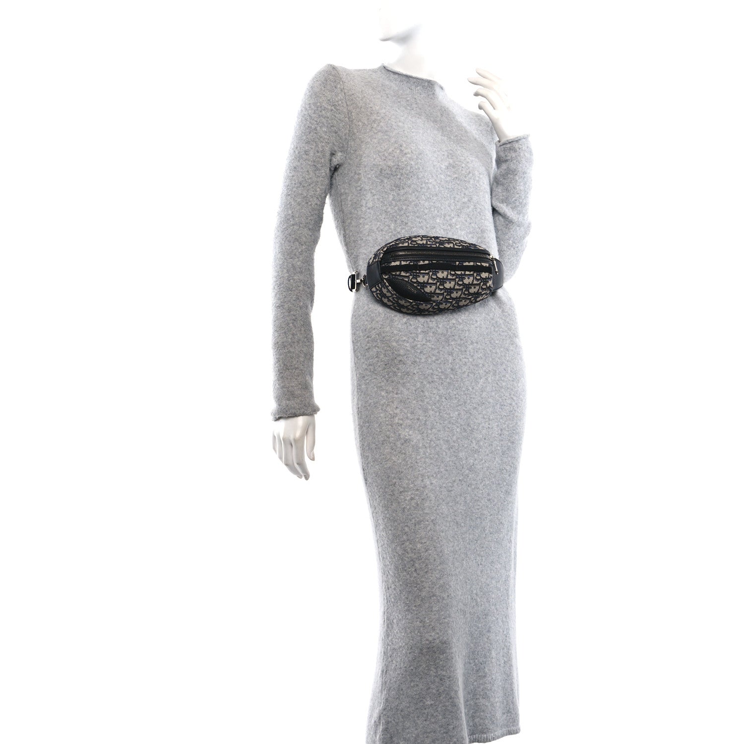 Grained Calfskin Oblique Scarab Sling Bag Blue Black