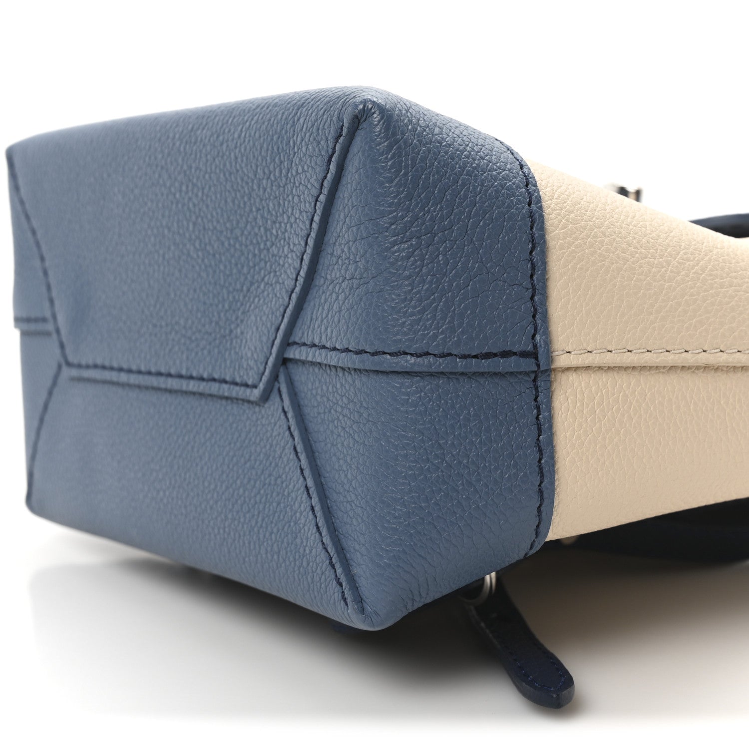 Calfskin Lockme Mini Backpack Blue Jean Creme