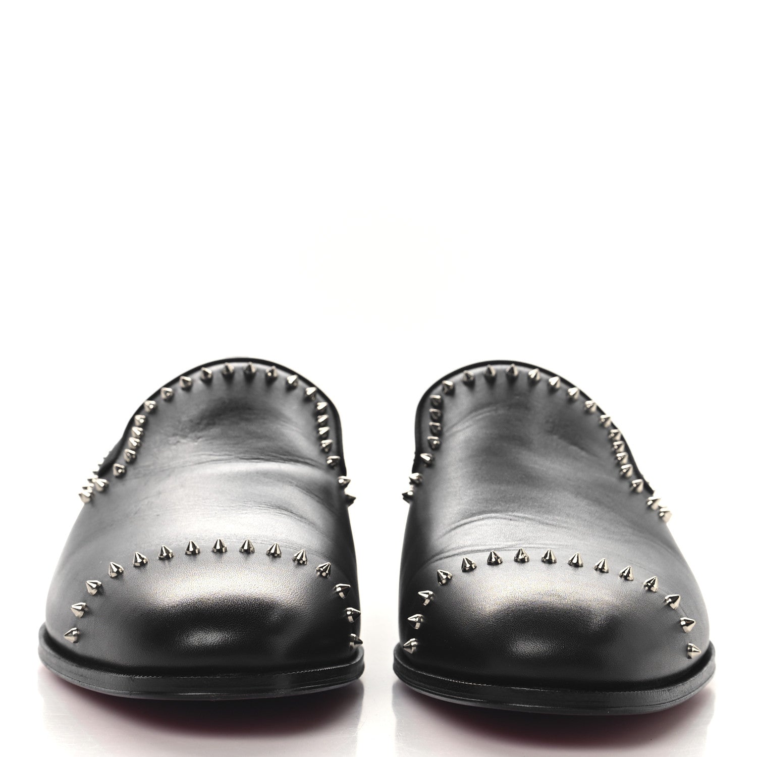 Calfskin Spike Mens Dandy Cloo Flat Loafers 43 Black Silver