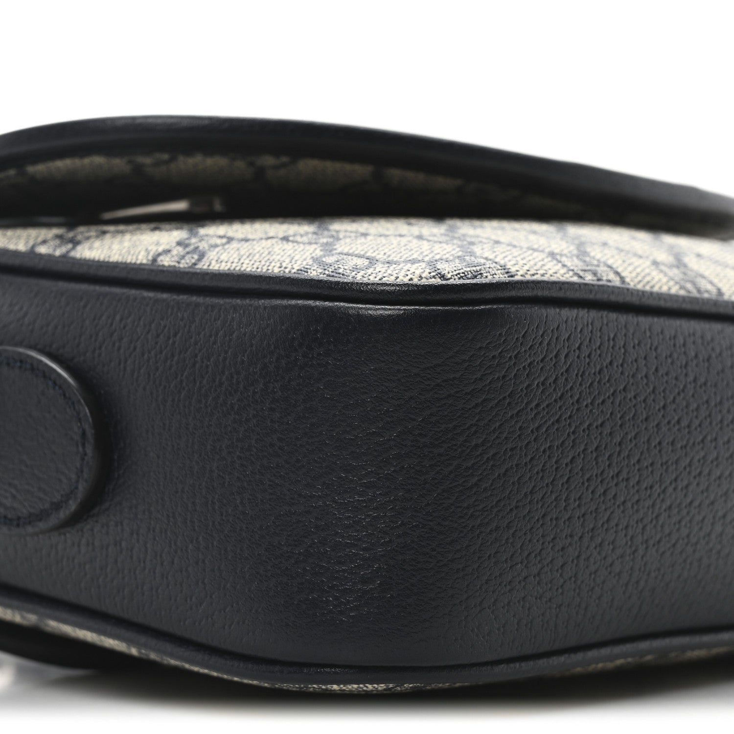 GG Supreme Monogram Textured Dollar Calfskin Web Studded Mini Ophidia Flap Shoulder Bag Beige Blue