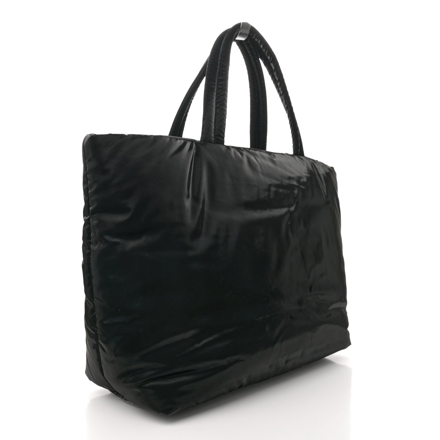 Silktech Canvas Wide Puffer Tote Black