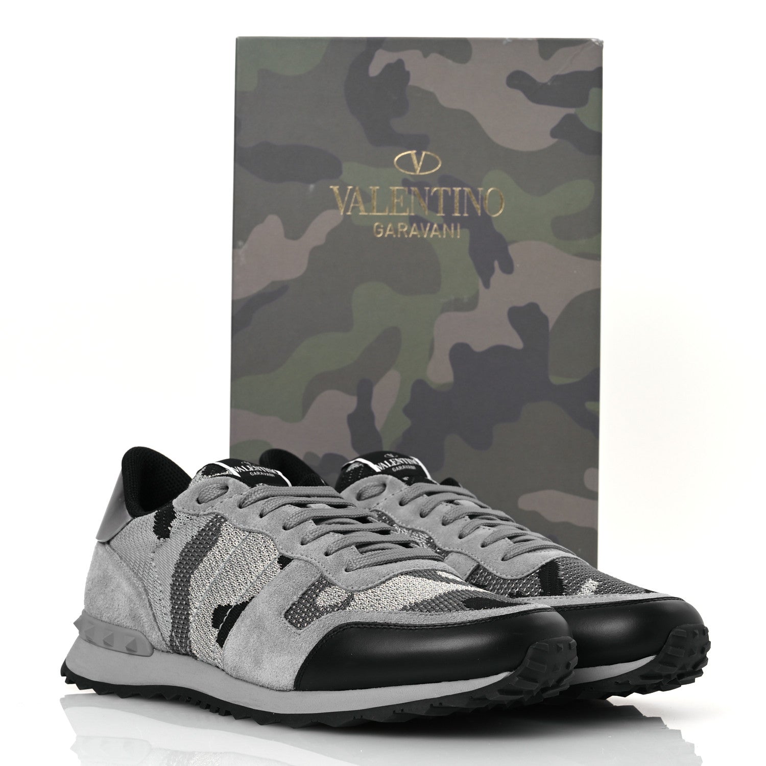 Mesh Suede Camouflage Mens Rockrunner Sneakers 43 Grey