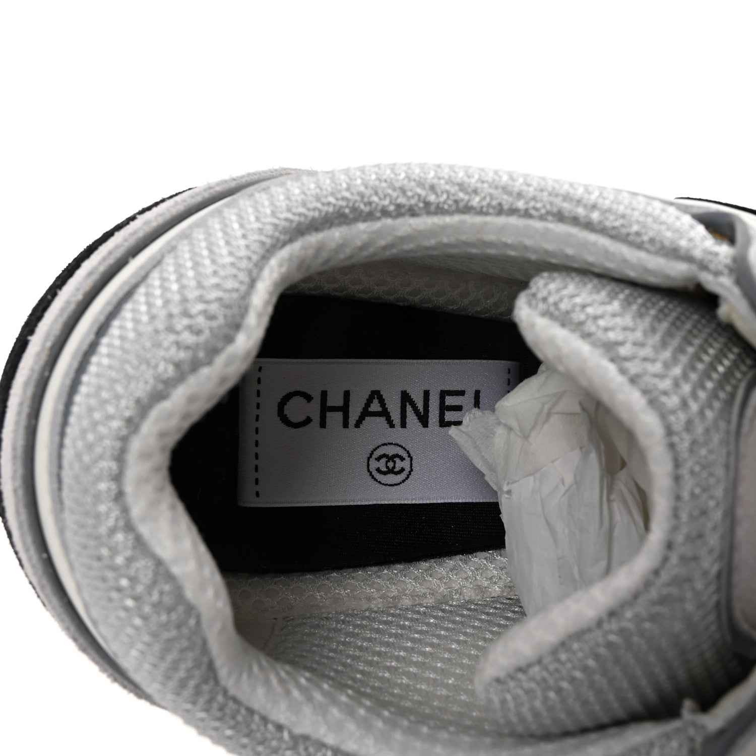 Calfskin Fabric Womens CC Sneakers 37 White Silver Light Grey