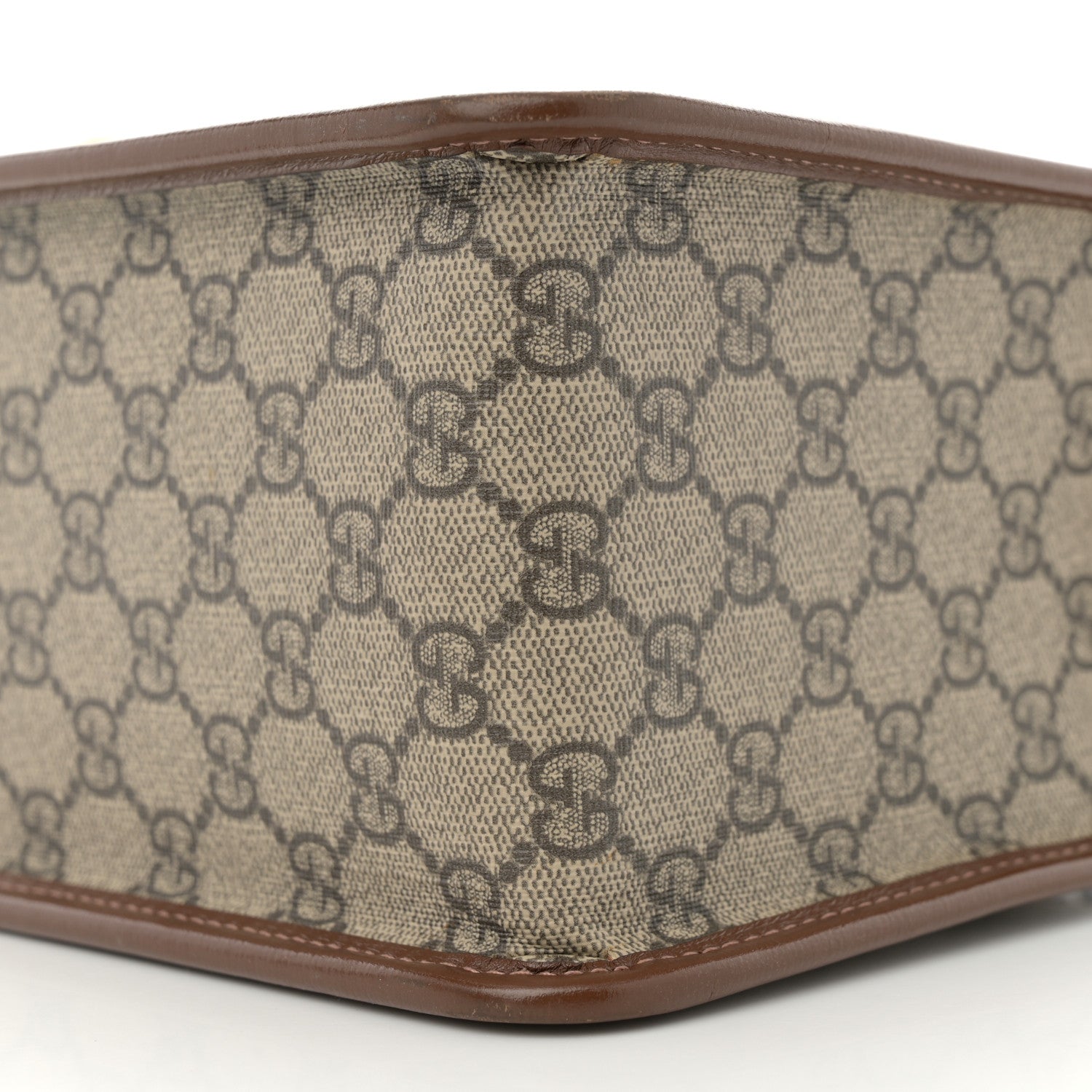 GG Supreme Monogram Azalea Calfskin Small Horsebit 1955 Foldover Top Handle Bag Beige Ebony Brown Sugar