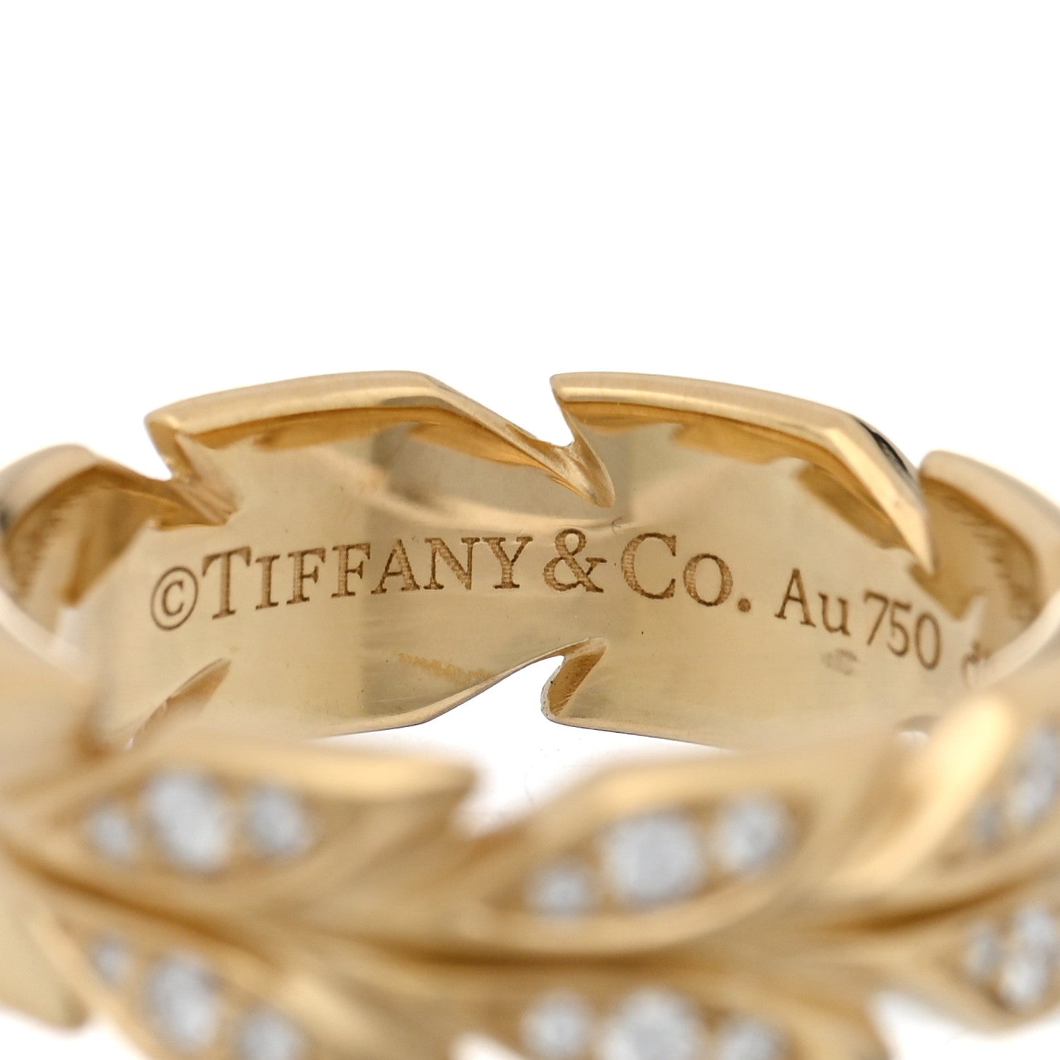 18K Yellow Gold Diamond Victoria Vine Band Ring 49 5