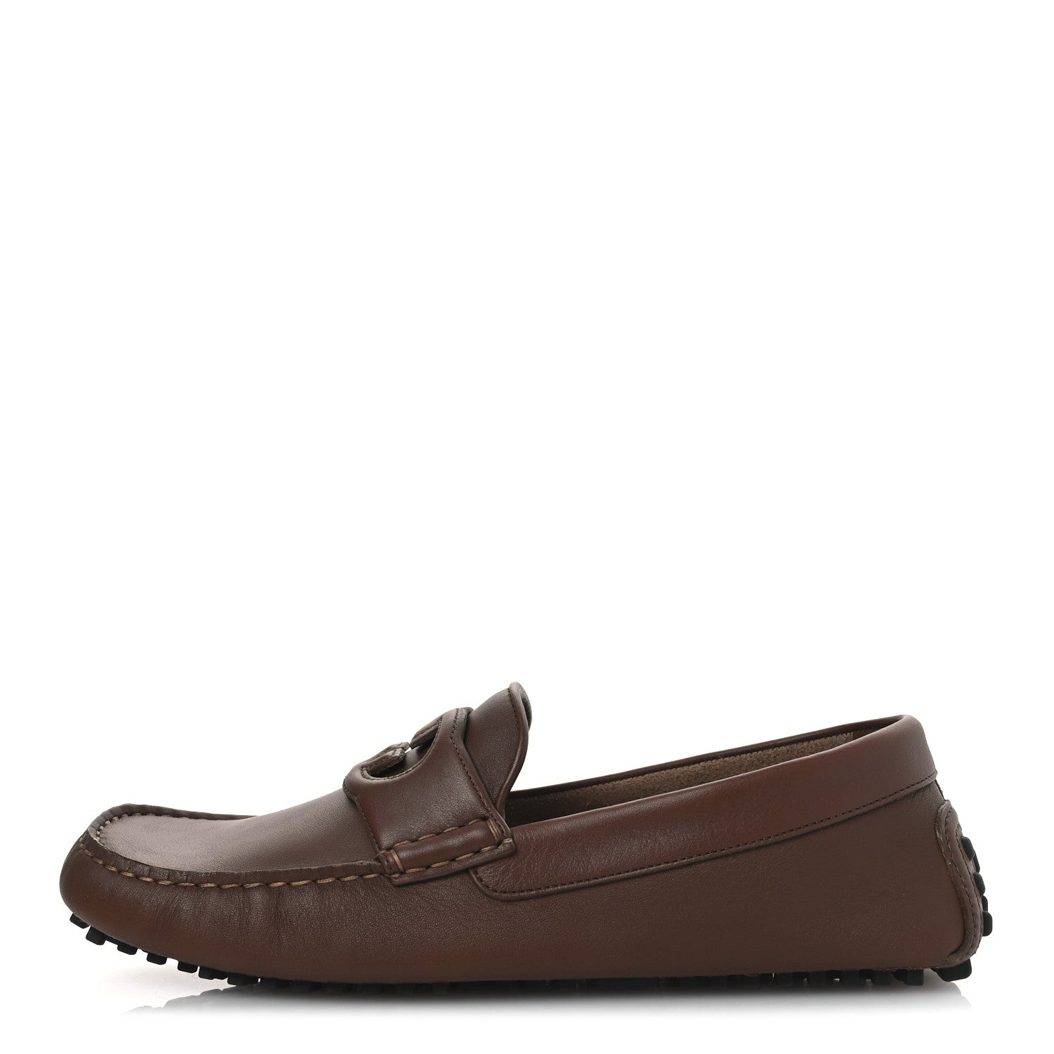 Soft Clove Calfskin GG Supreme Monogram Mens Interlocking G Driver Loafers 8 Brown