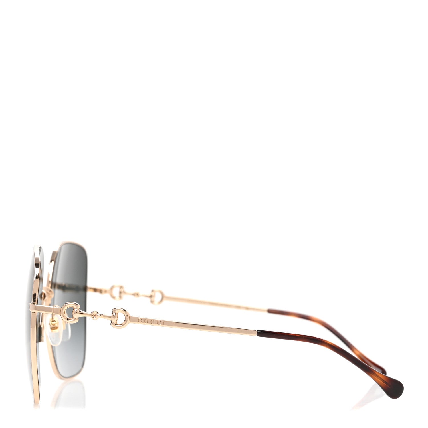 Metal Horsebit Square Frame Sunglasses GG0879S Gold