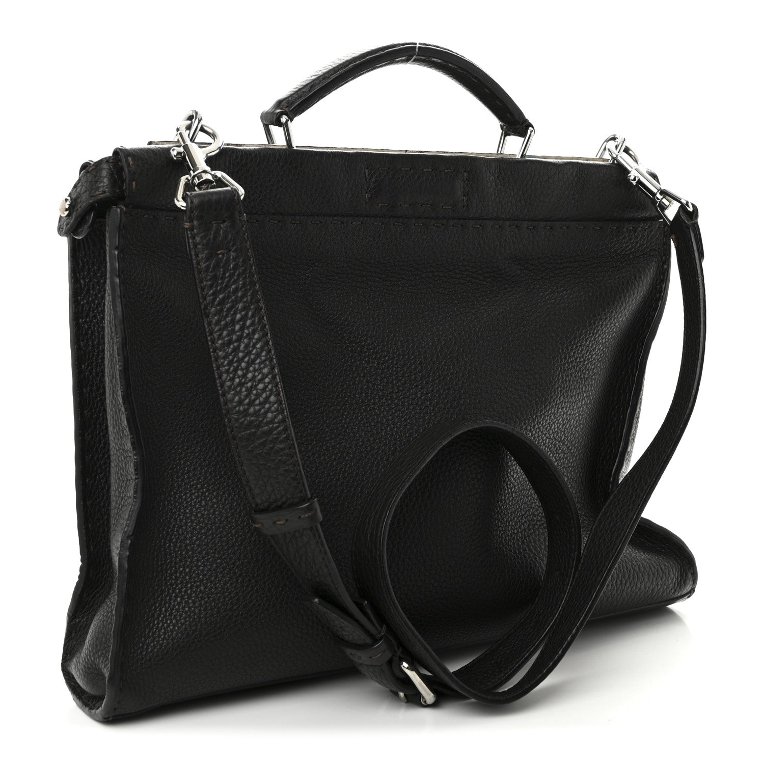 Calfskin Romano Selleria Large Peekaboo Iconic Fit Satchel Brown Milk Multicolor