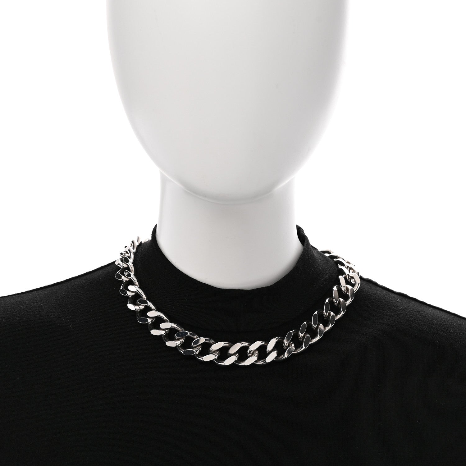 Metal CD Icon Chain Link Necklace Silver