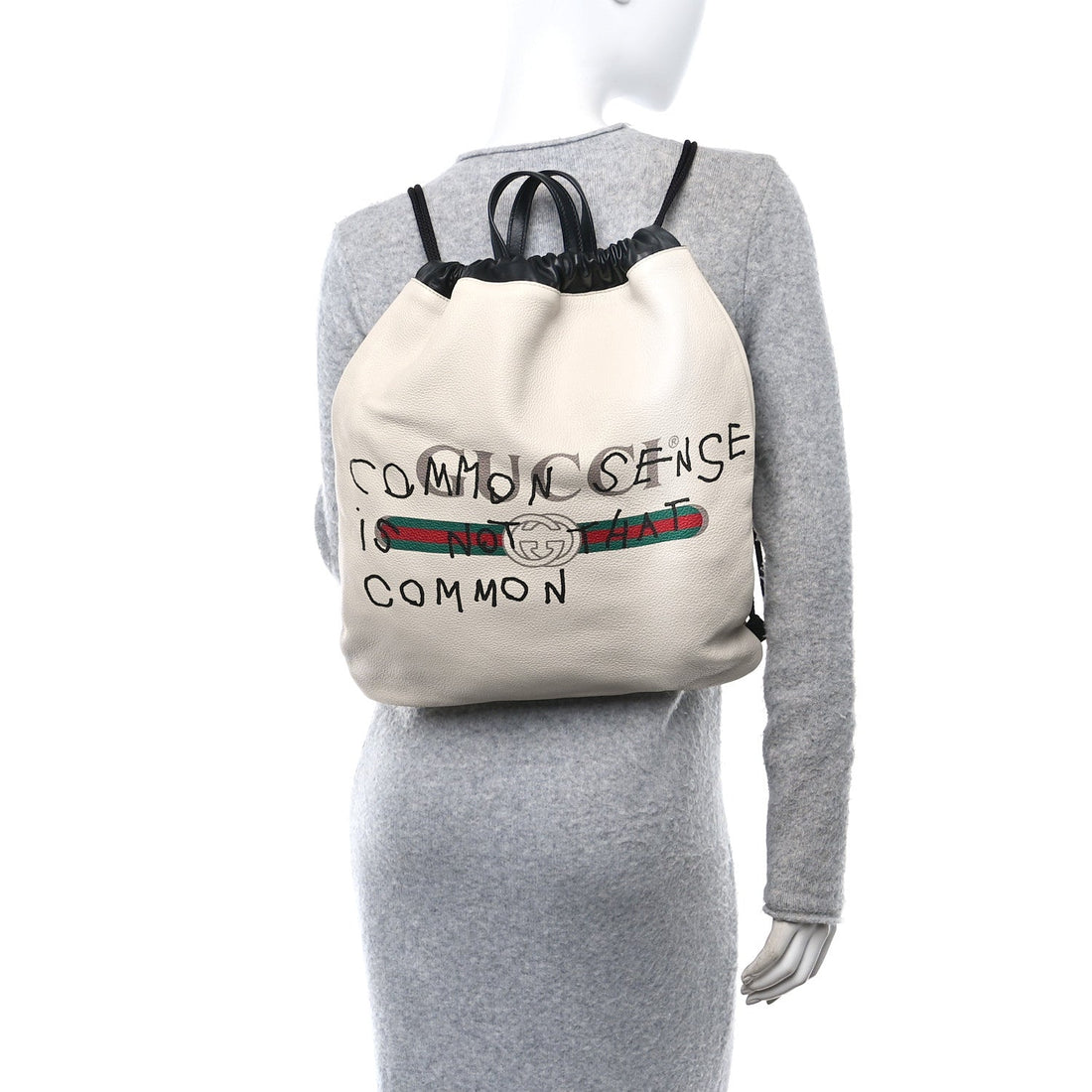 Calfskin Coco Capitan Logo Drawstring Backpack Mystic White