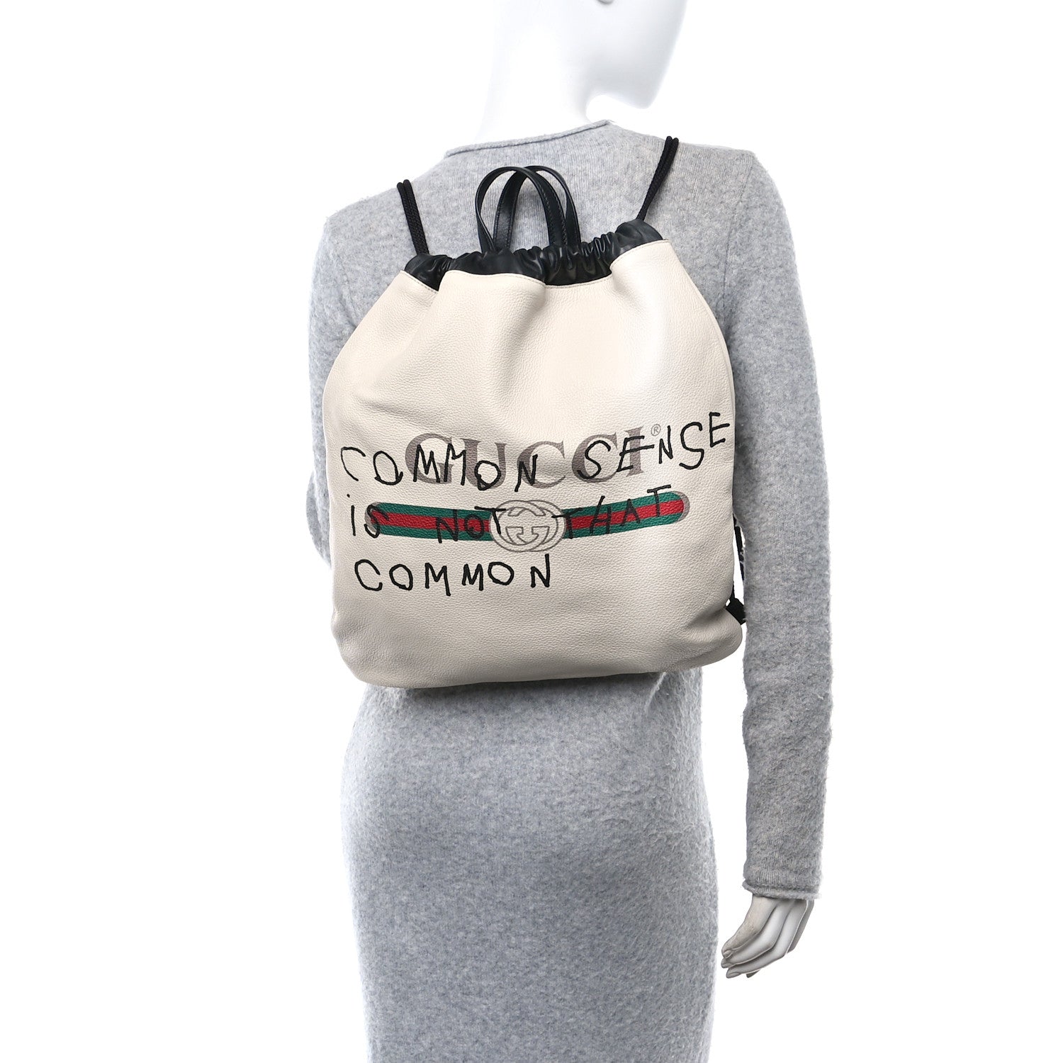 Calfskin Coco Capitan Logo Drawstring Backpack Mystic White