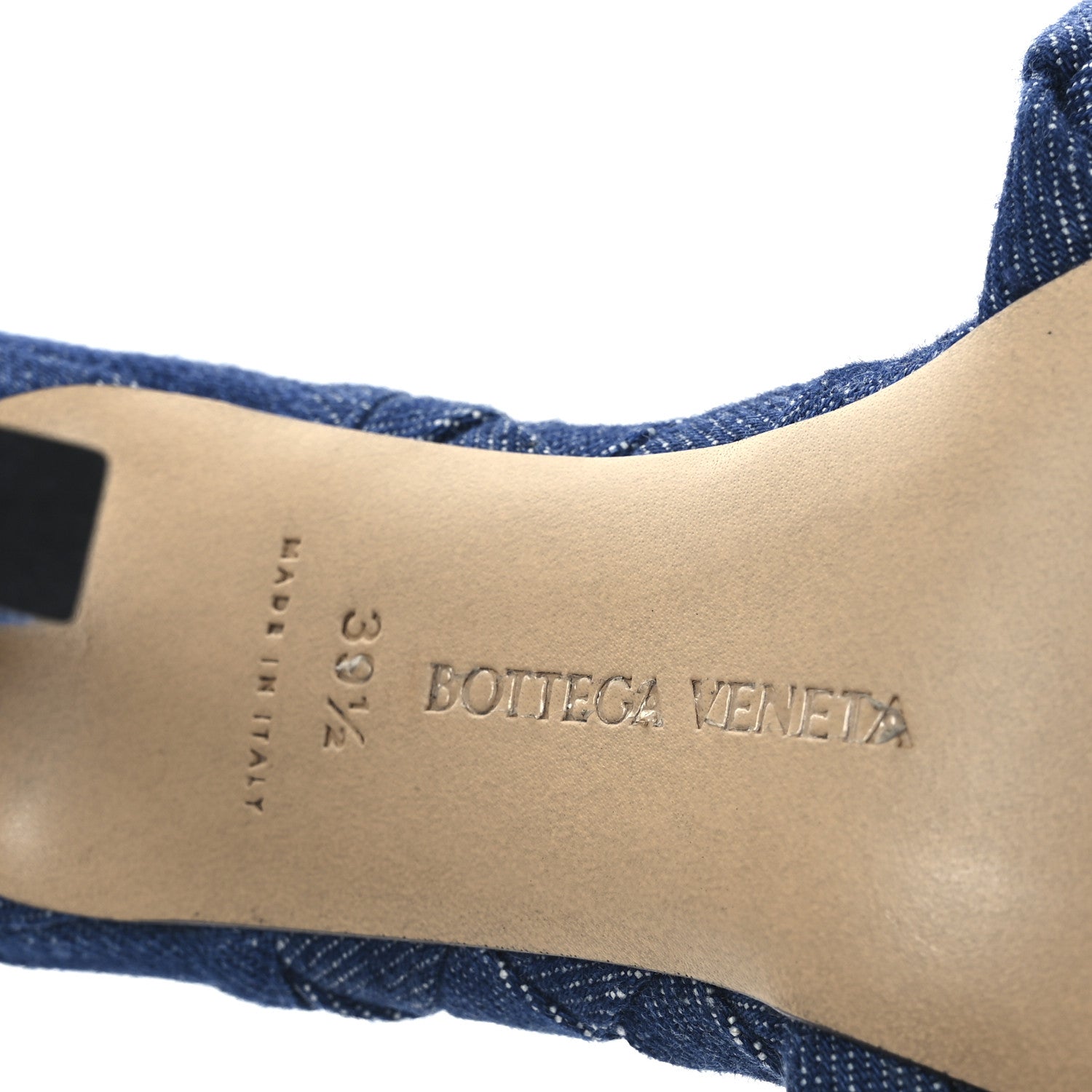 Denim Intrecciato Lido Mule 90 Sandals 39.5 Indigo