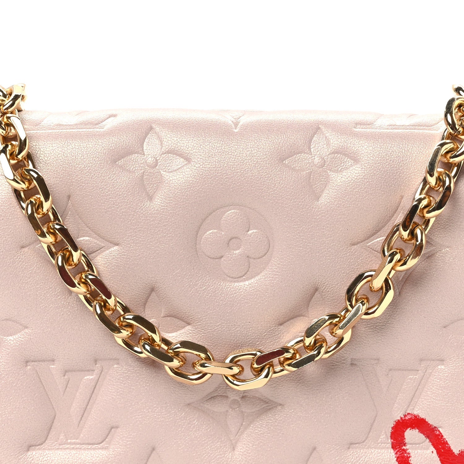 Lambskin Embossed Monogram Fall in Love Pochette Coussin Light Pink