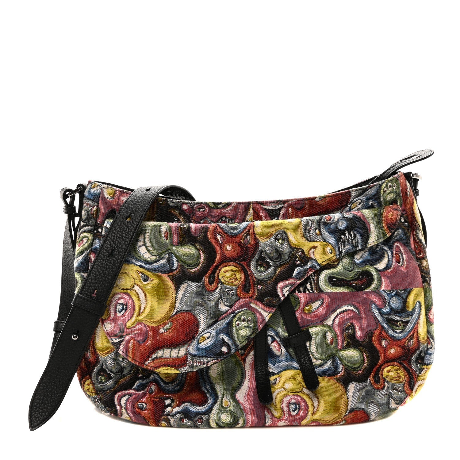X KENNY SCHARF Jacquard Printed Soft Saddle Bag Multicolor