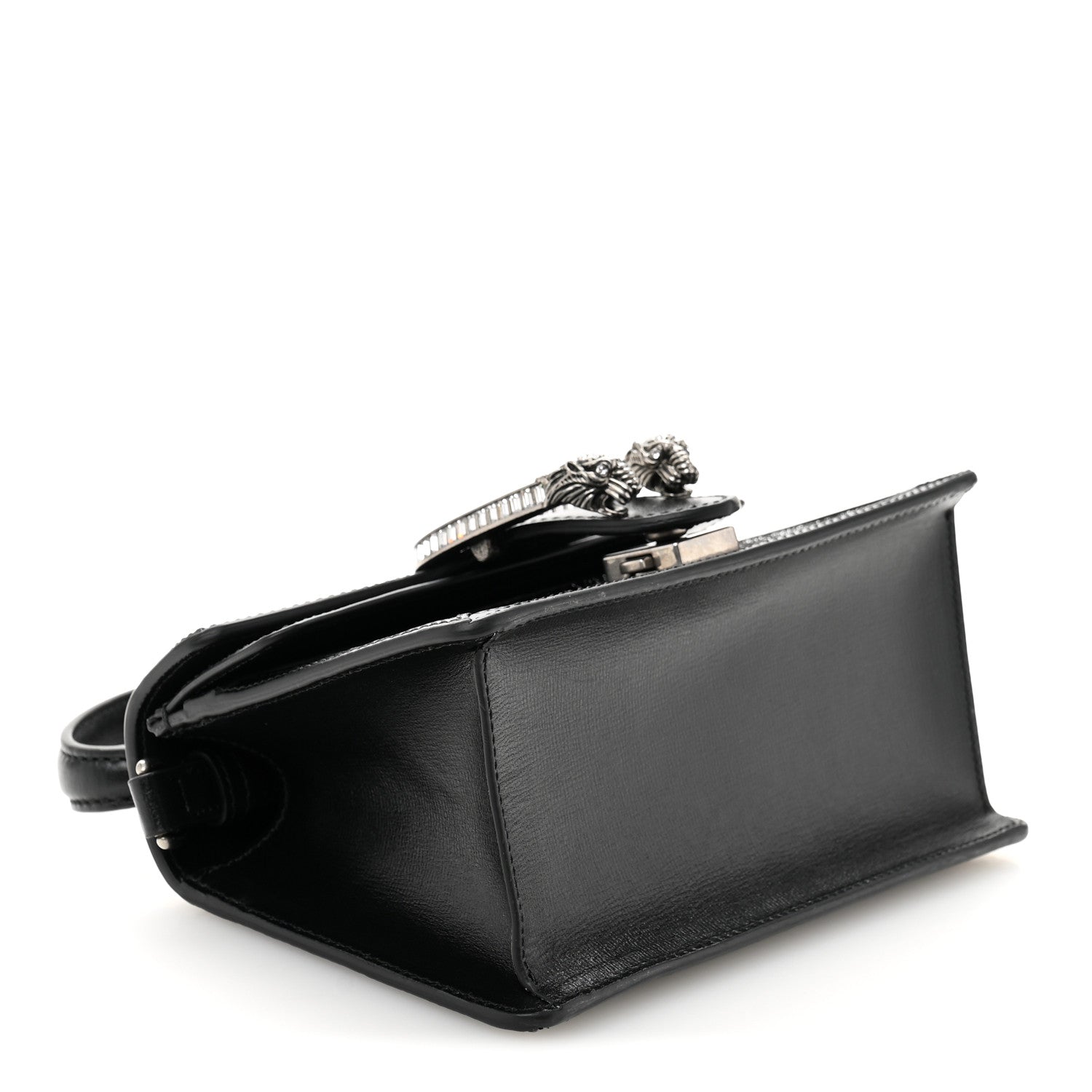 Satin Crystal GG Monogram Mini Dionysus Top Handle Bag Black