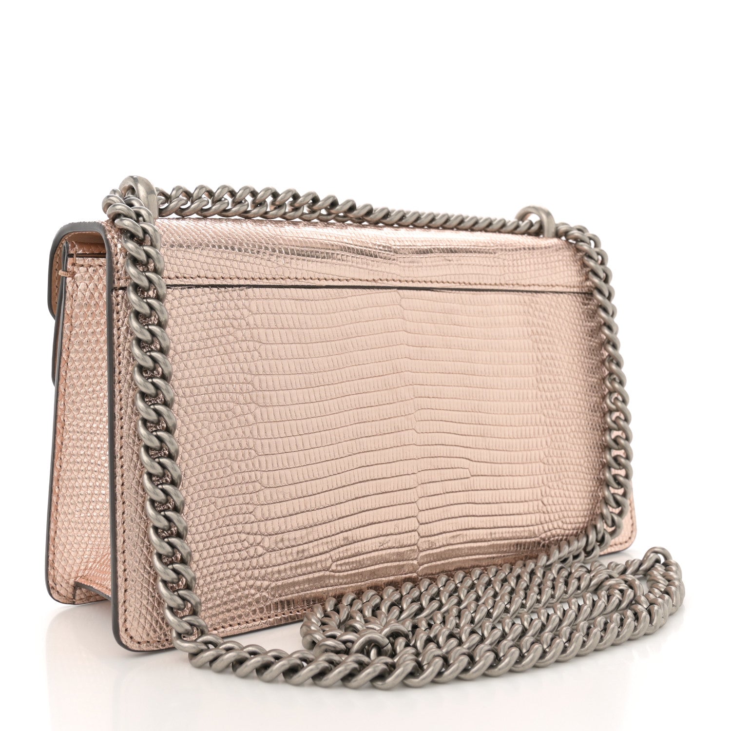 Metallic Lizard Crystal Small Dionysus Shoulder Bag Rose Gold