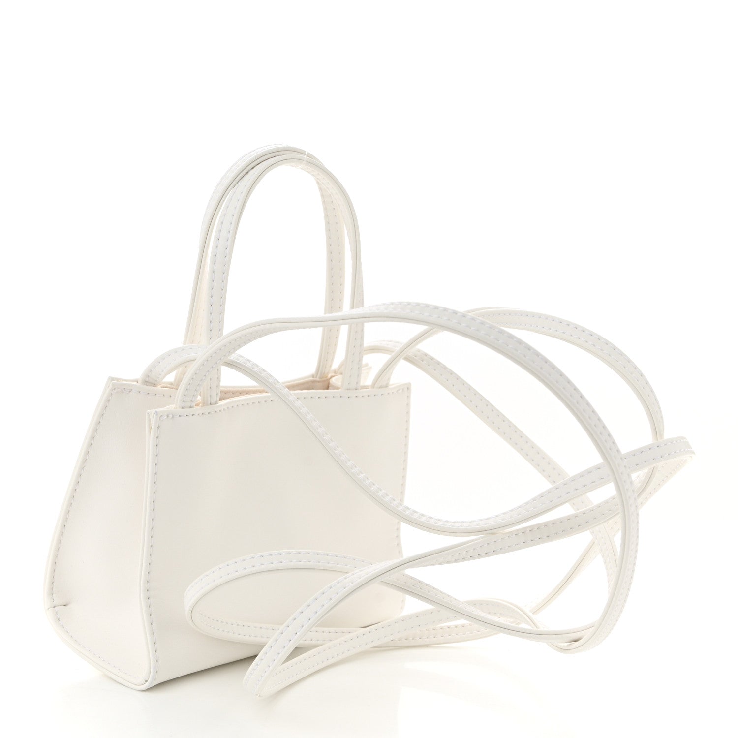 Vegan Leather Small Shopping Bag White