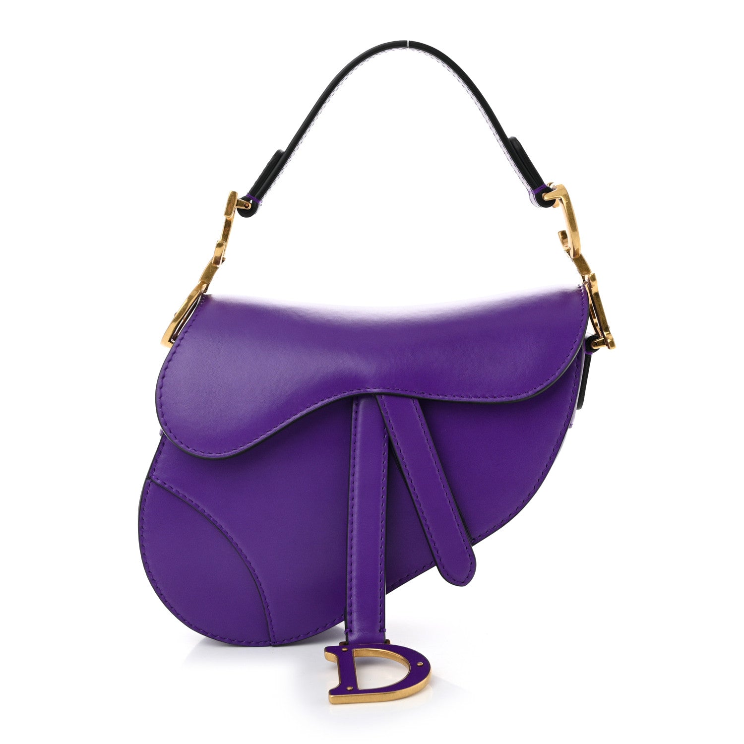 Supple Calfskin Mini Saddle Bag Purple
