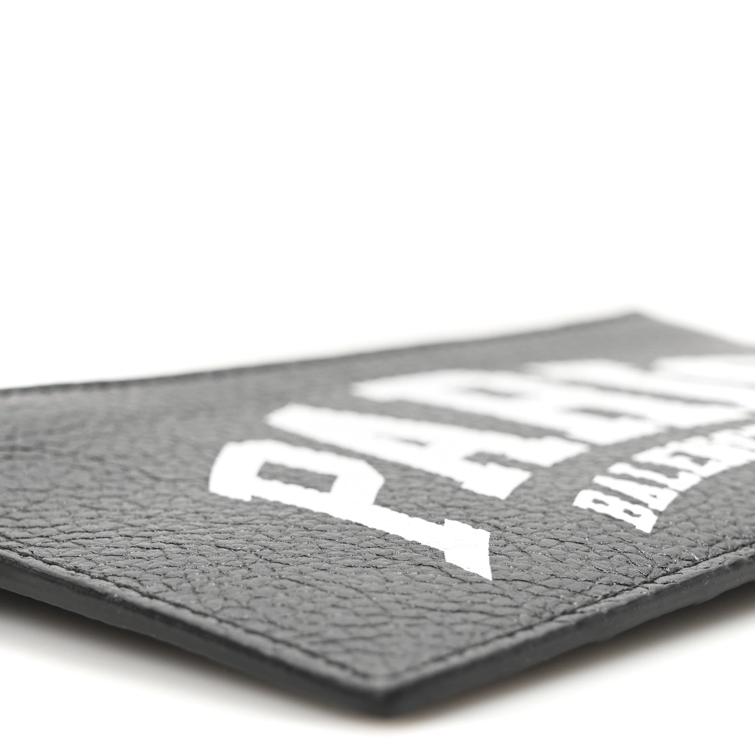 Grained Calfskin Paris Logo Cash Coin Card Holder On Keychain Black