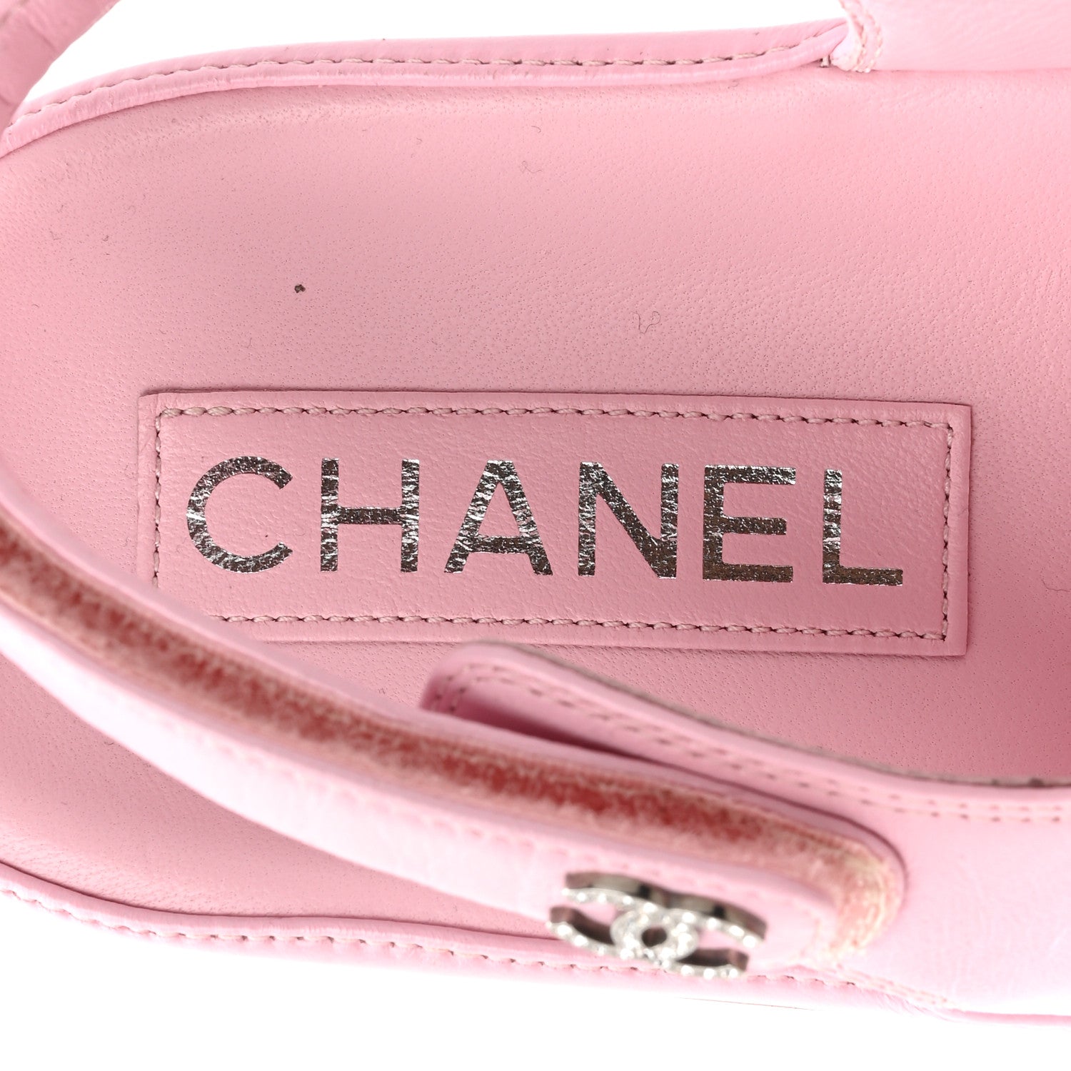 Lambskin Crystal CC Velcro Dad Sandals 38 Light Pink