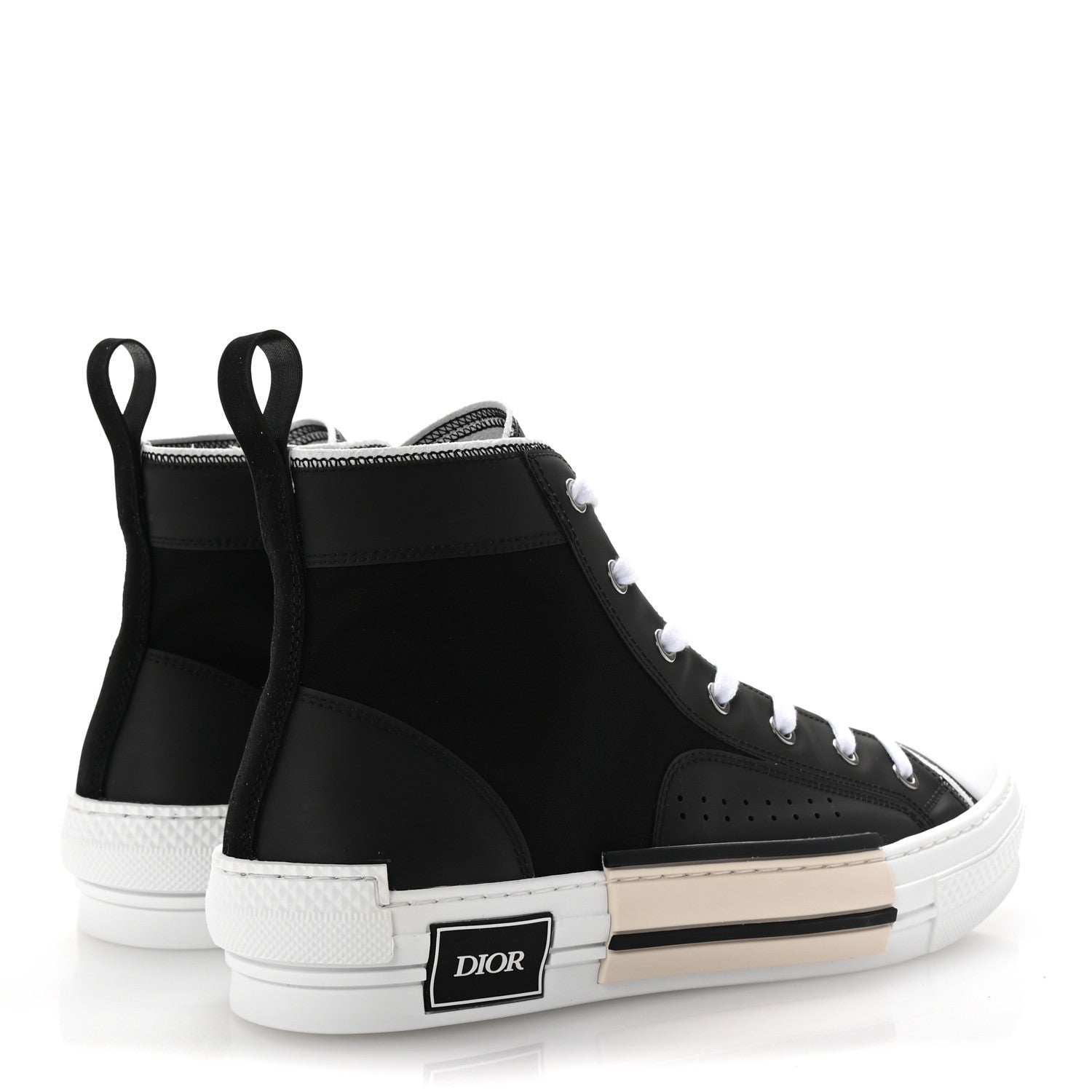 Nylon Calfskin Mens B23 High Top Sneakers 42 Black