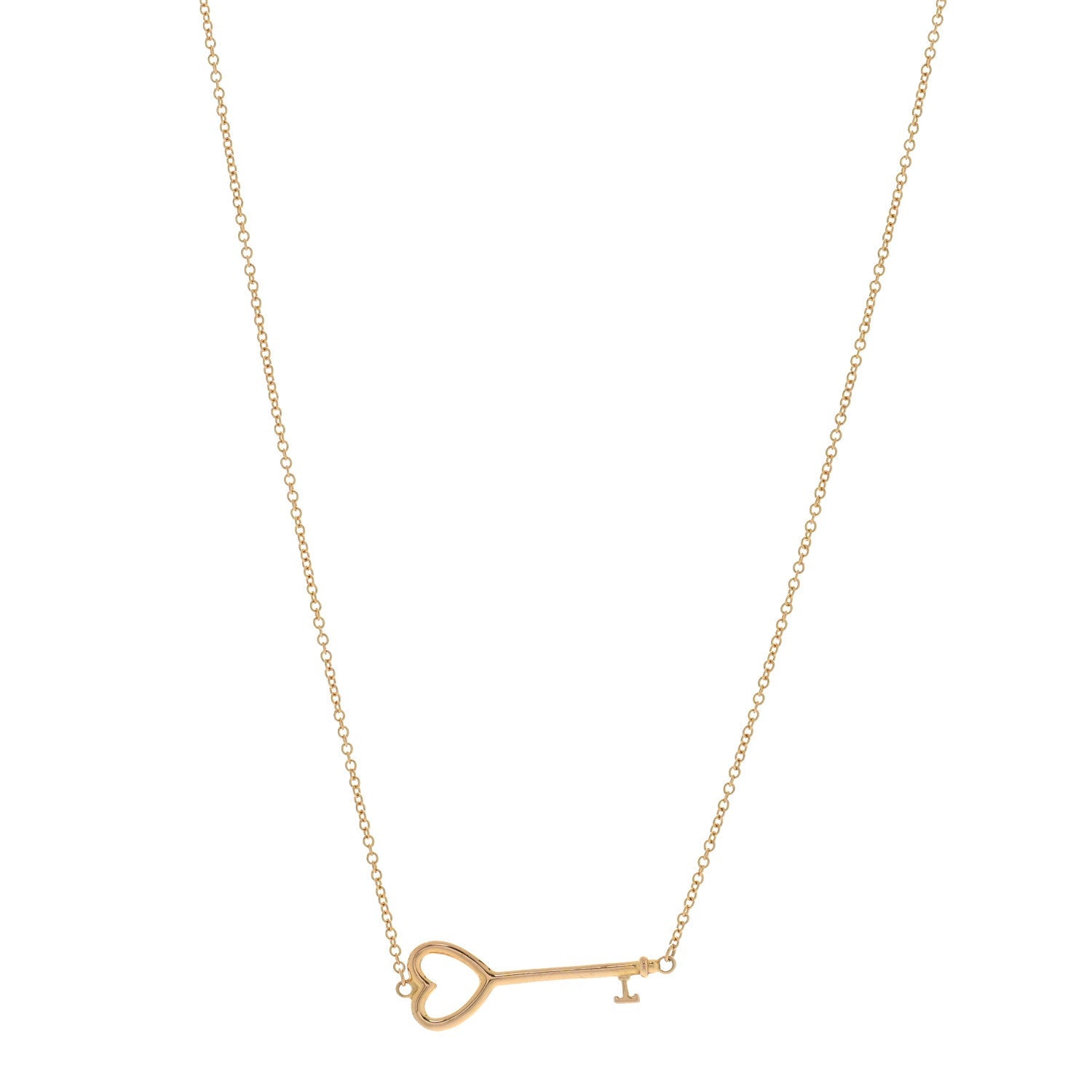 18K Yellow Gold Heart Key Pendant Necklace
