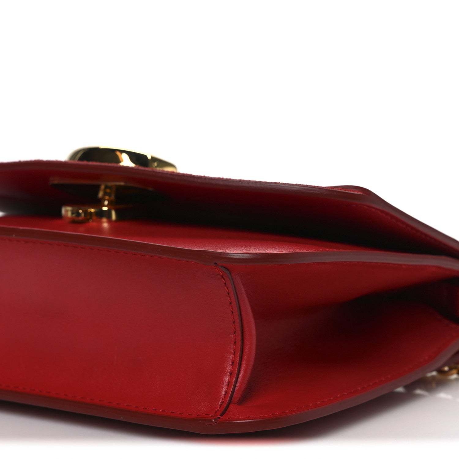 Calfskin Suede C Clutch With Chain Plaid Red