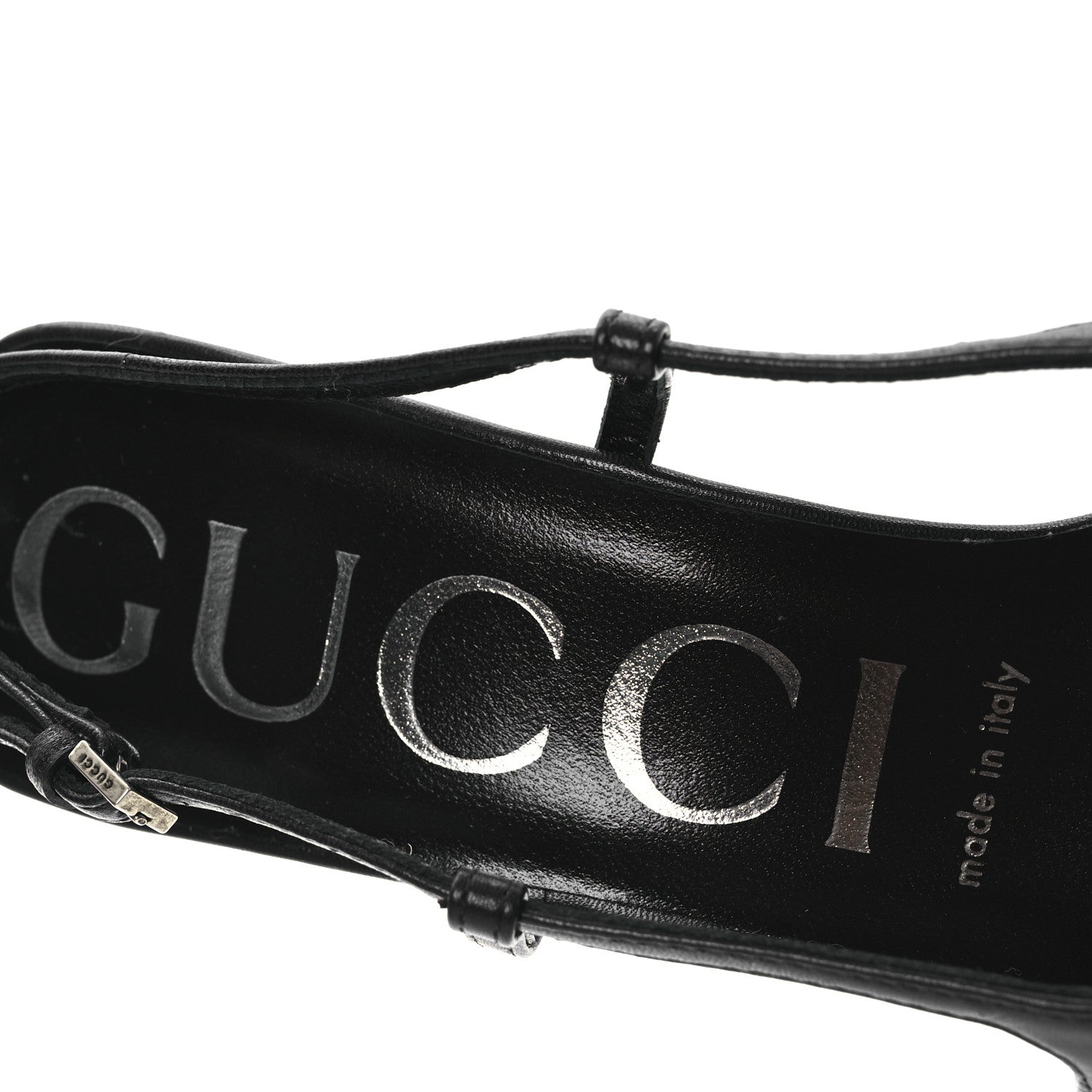 GG Monogram Malaga Kid Crystal Square G 75mm Slingback Pumps 37.5 Beige Blue