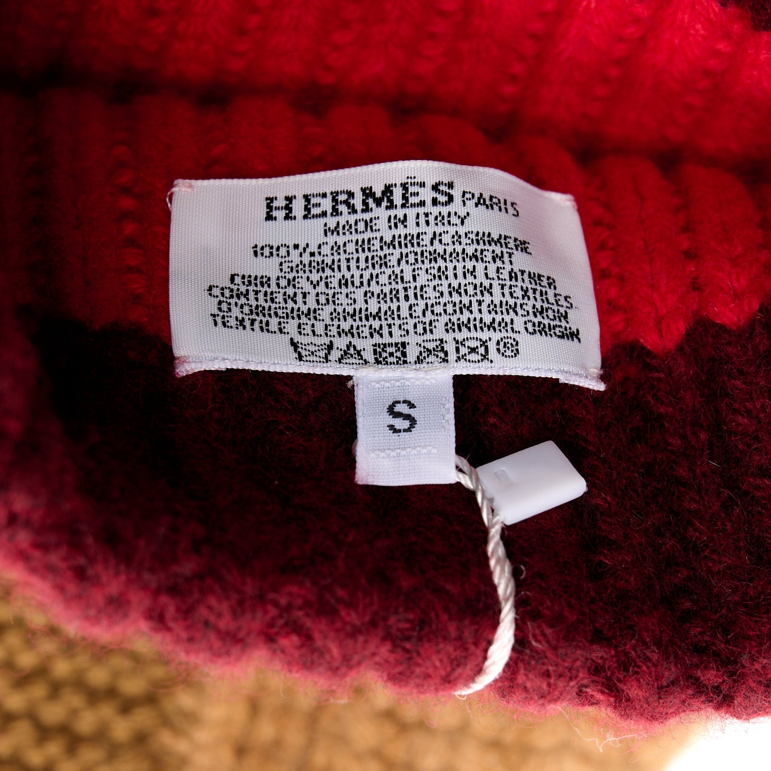 Cashmere Detroit Beanie Hat S Beige Bordeaux