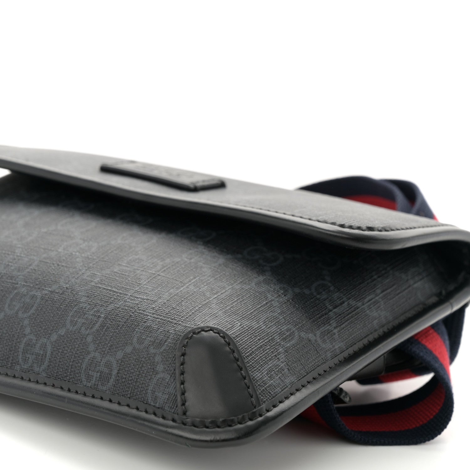 GG Supreme Monogram Web Slim Belt Bag Black Grey
