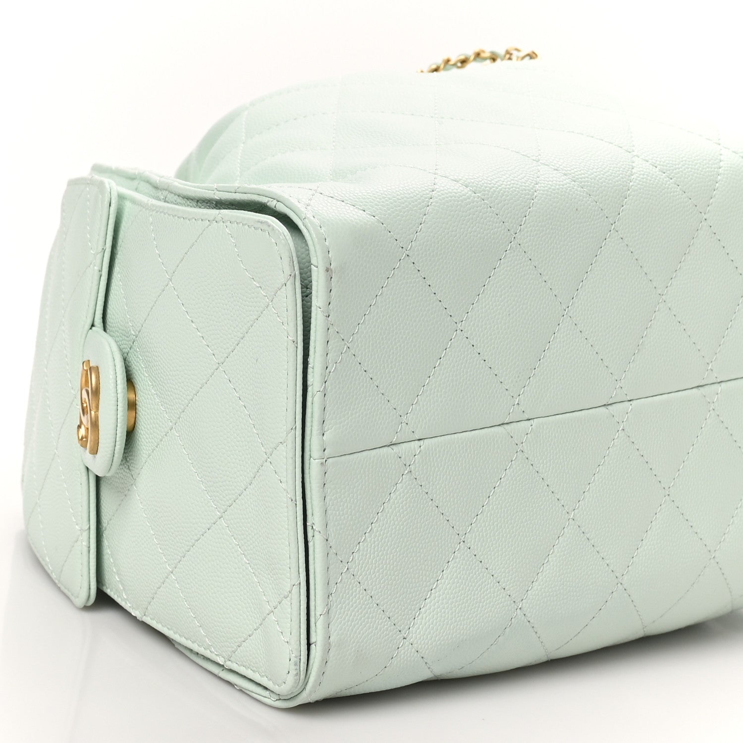 Caviar Quilted Small Chanel 25 Handbag Light Green