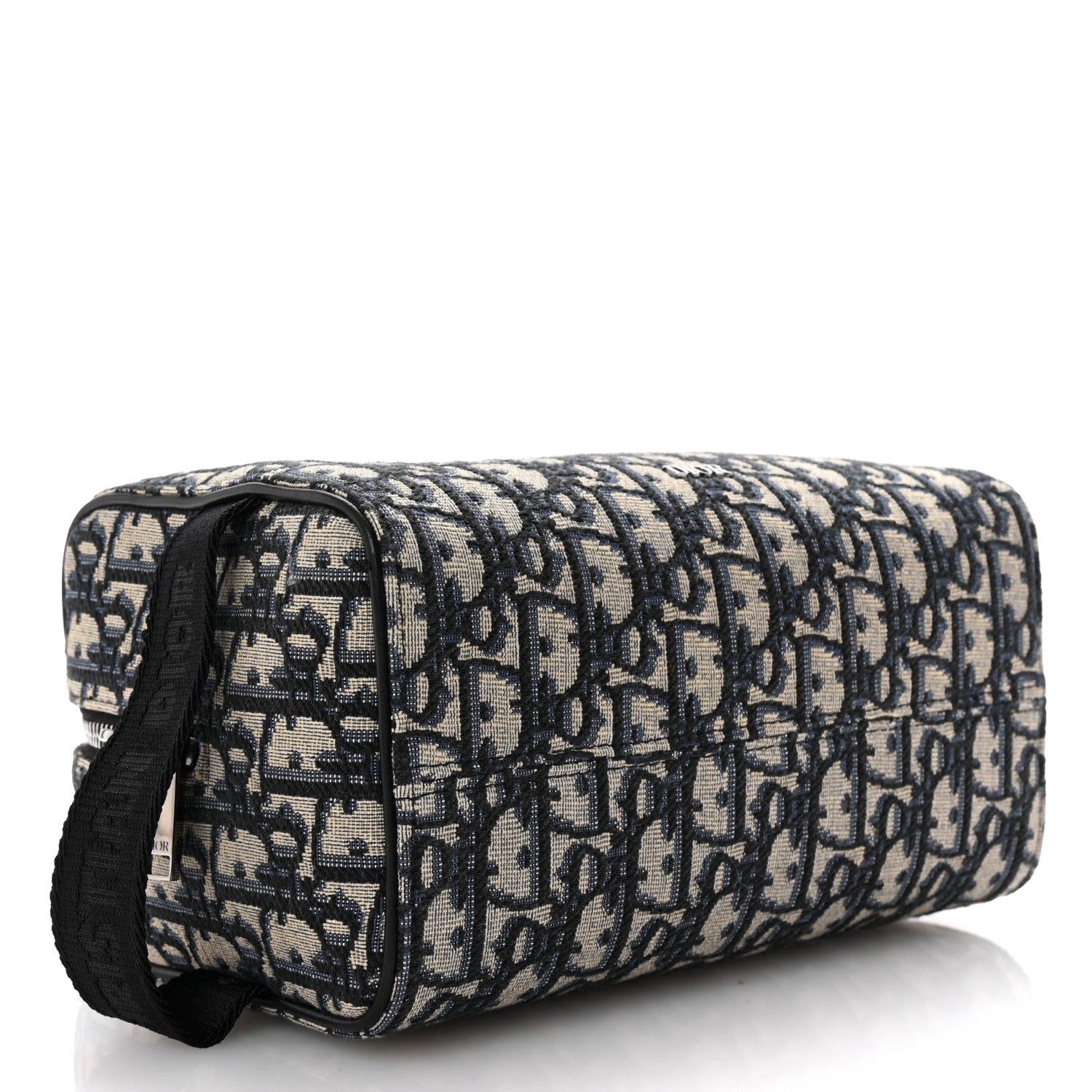 Oblique Jacquard Grained Calfskin Lingot Toiletry Case Blue Black