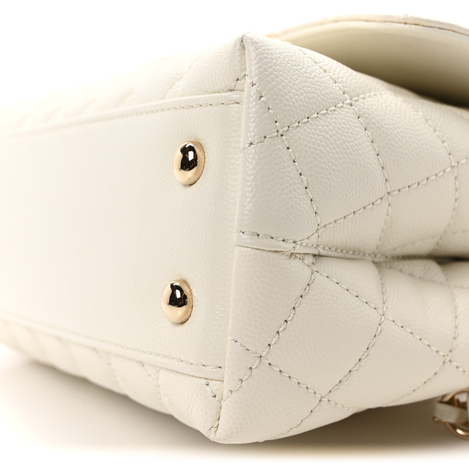 Caviar Quilted Mini Coco Handle Flap White