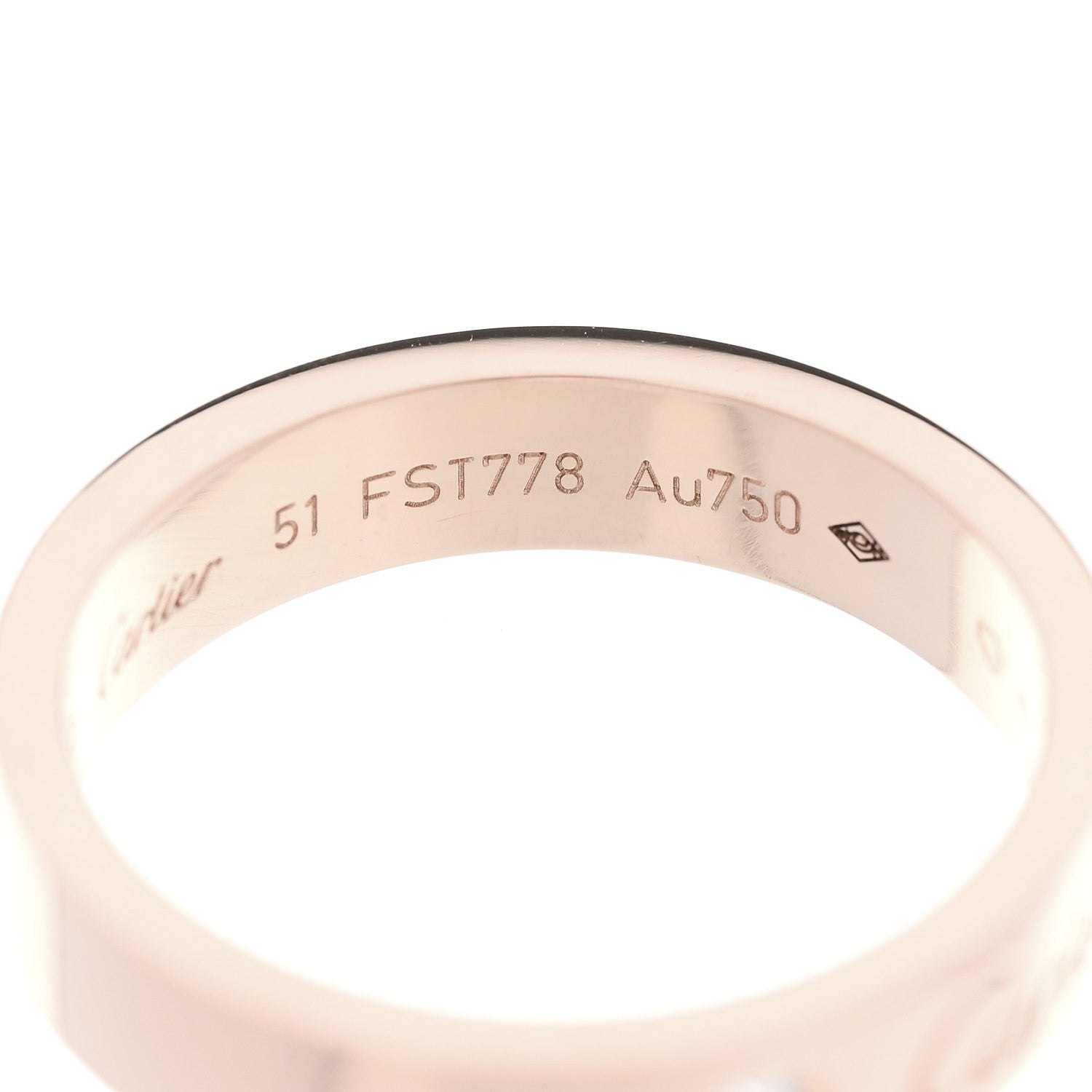 18K Pink Gold Diamond 4mm C De Cartier Wedding Band Ring 51 5.75