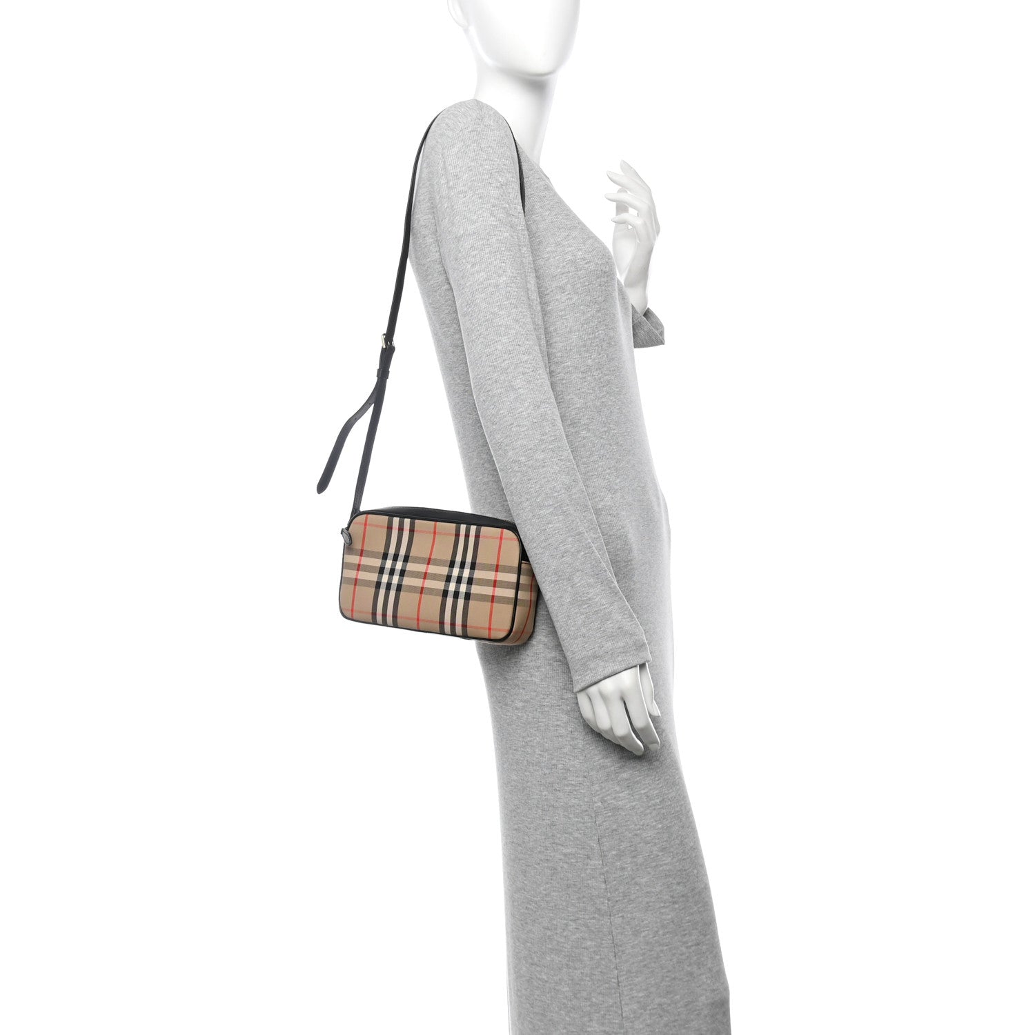 Calfskin Vintage Check Small Camera Bag Archive Beige