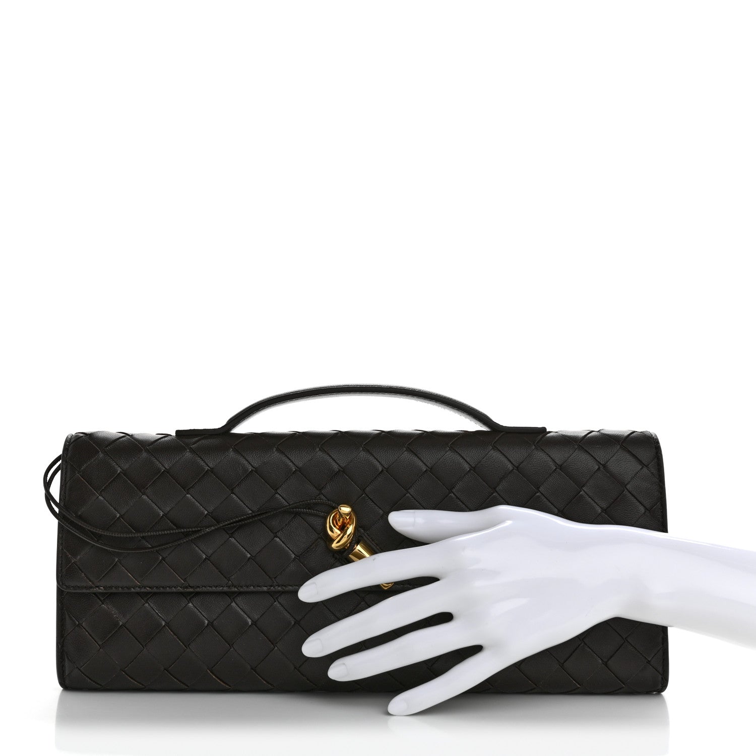 Nappa Intrecciato Long Andiamo Top Handle Clutch Fondant