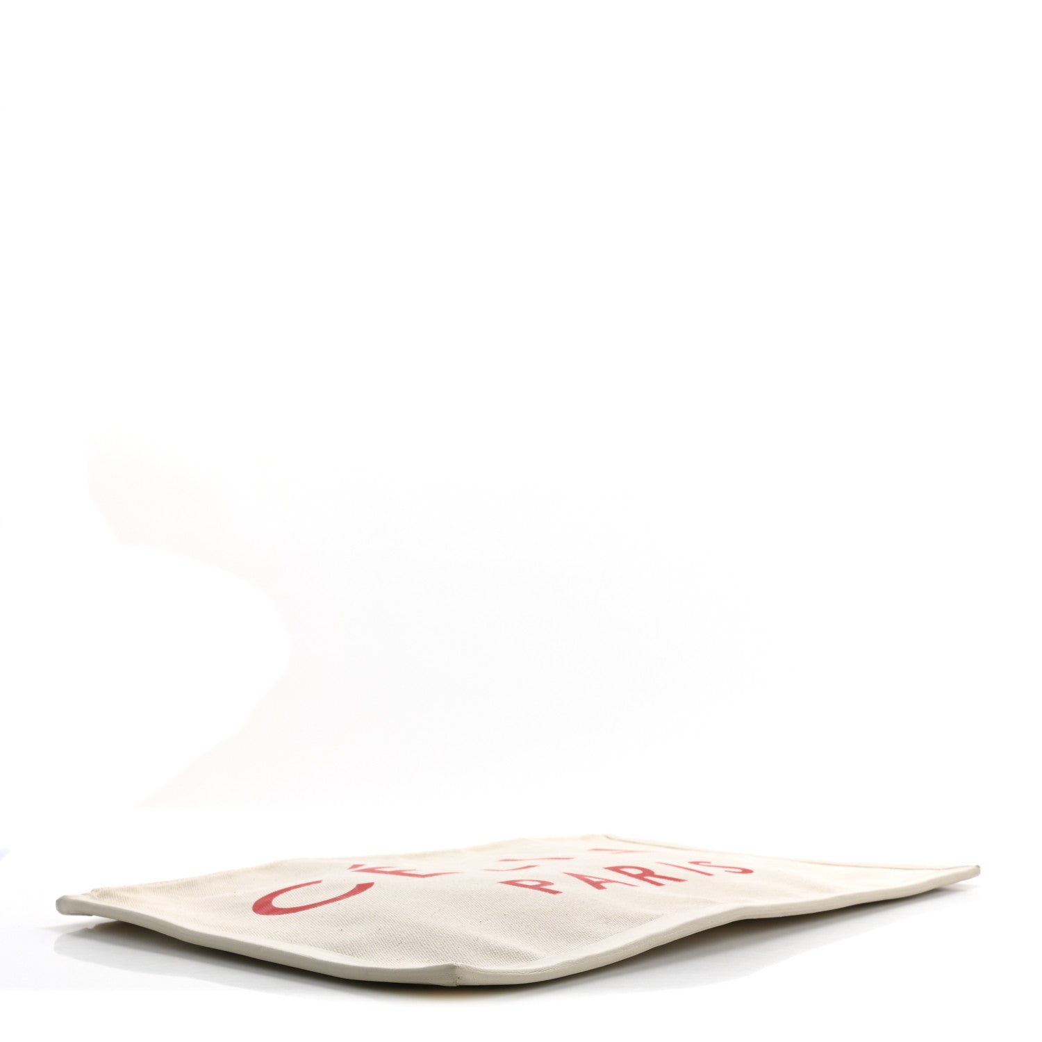 Cotton Canvas Calfskin Made In Large Pouch Red