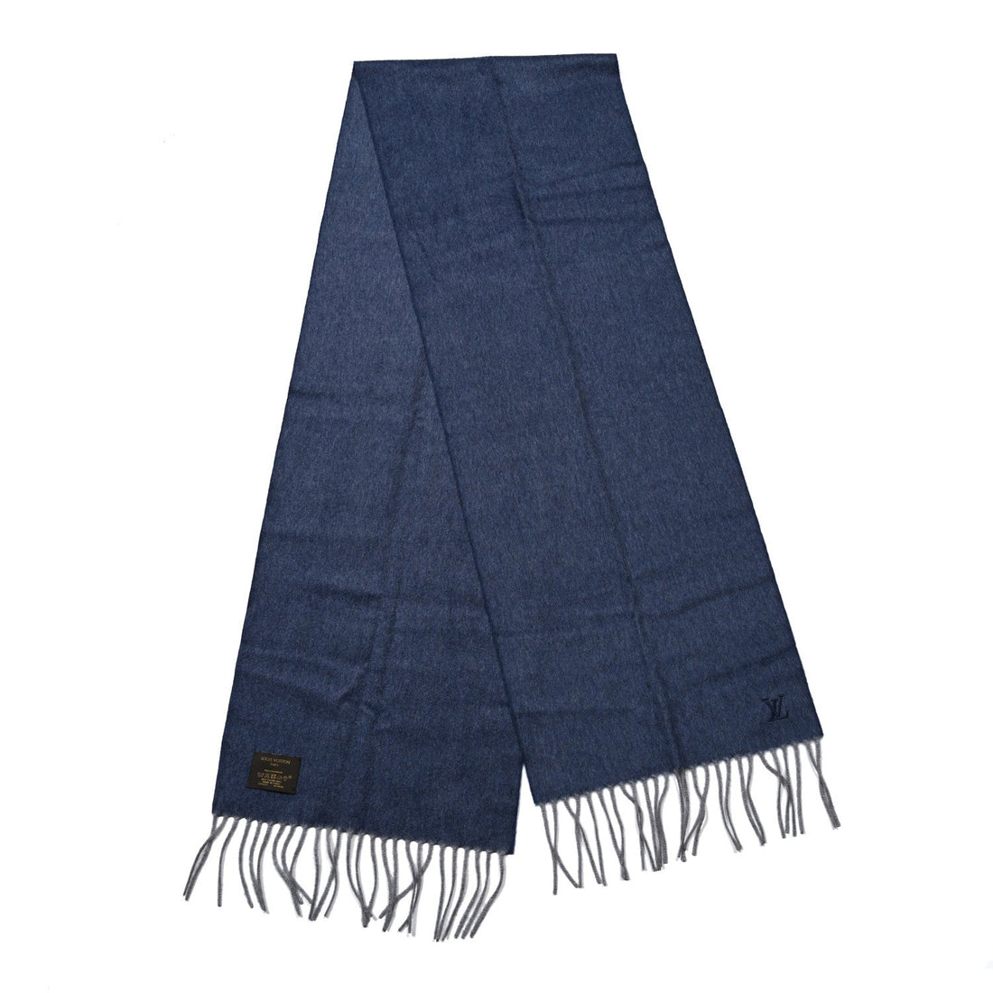 Cashmere LV Fringe Scarf Blue