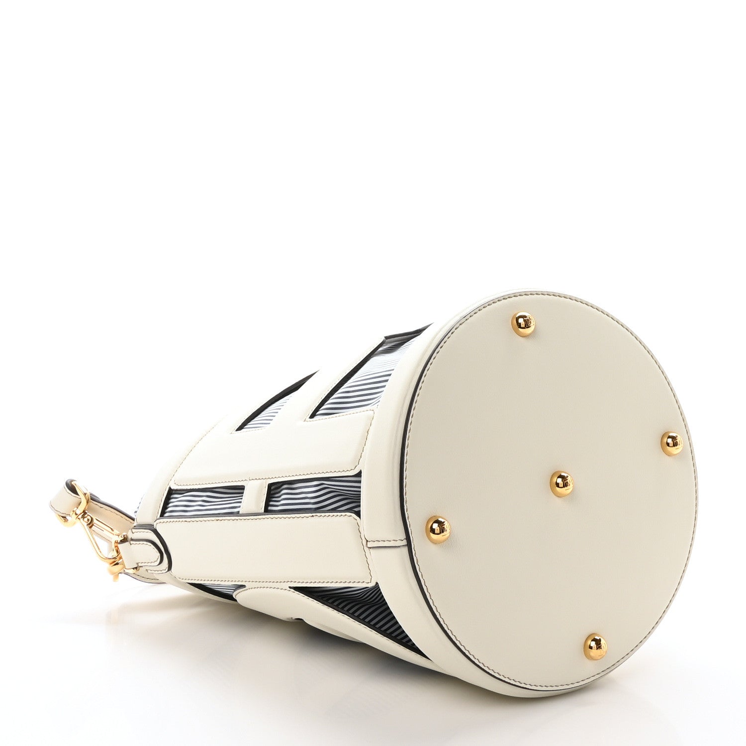 Nylon Vitello King Logo Step Out Bucket Bag White Rice Mirto