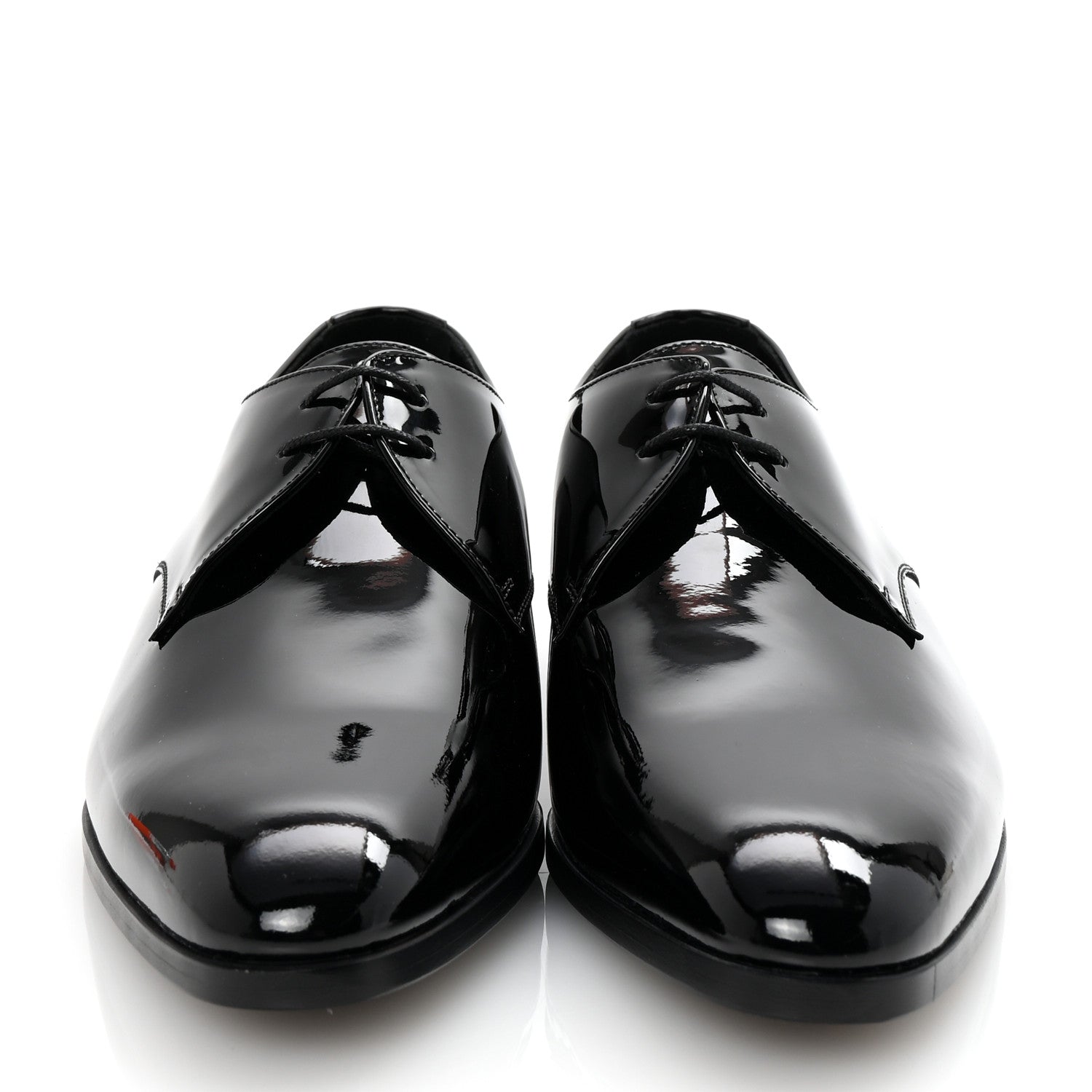 Patent Calfskin Mens Derby Lace Up Shoes 41.5 Black