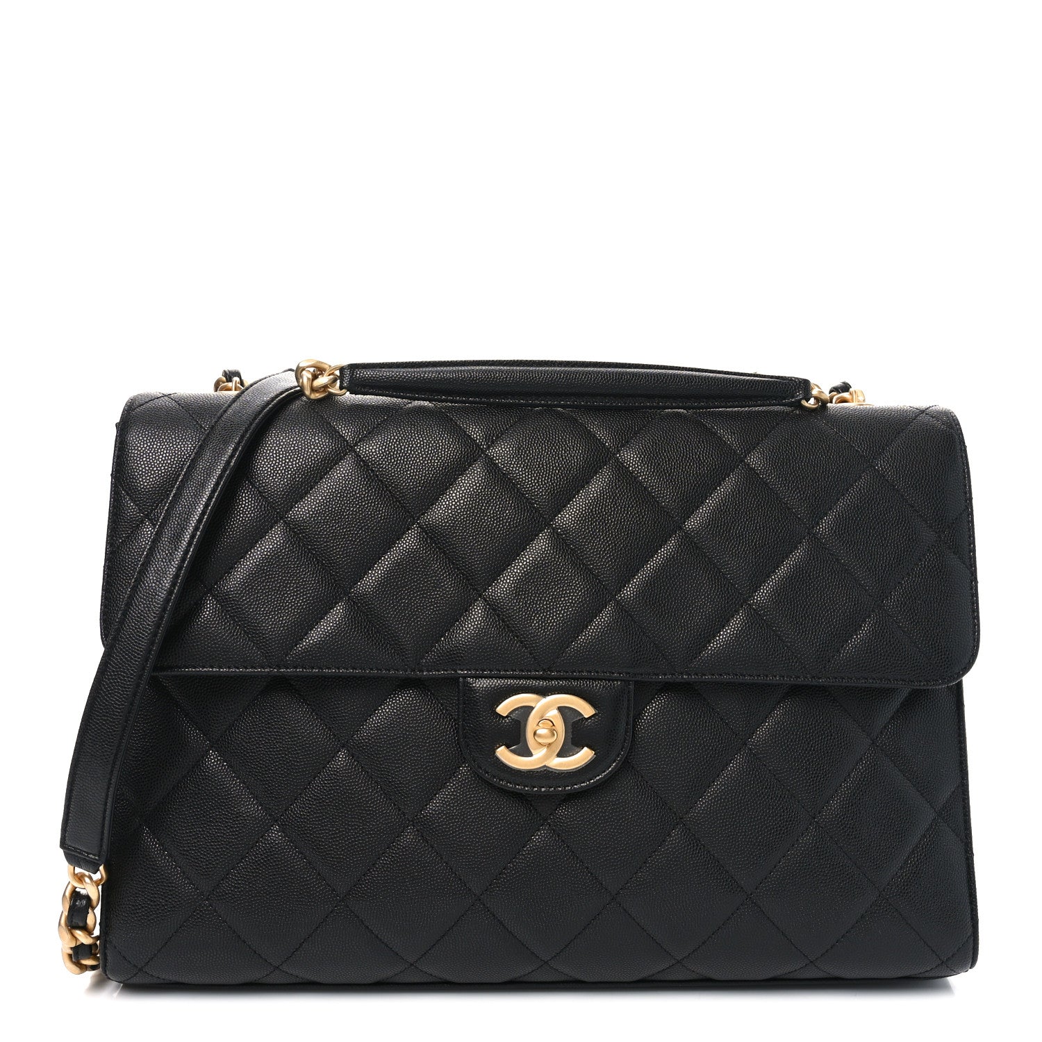 Caviar Quilted Carry Me Top Handle Flap Black