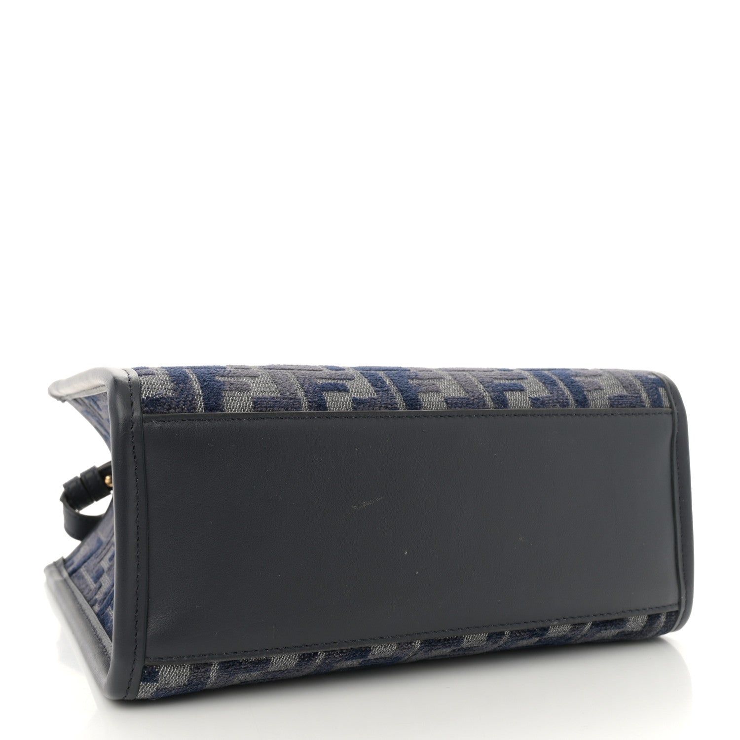 Chenille Vitello Grace FF Embroidered Small Fendi Sunshine Shopper Tote Dark Blue Grey