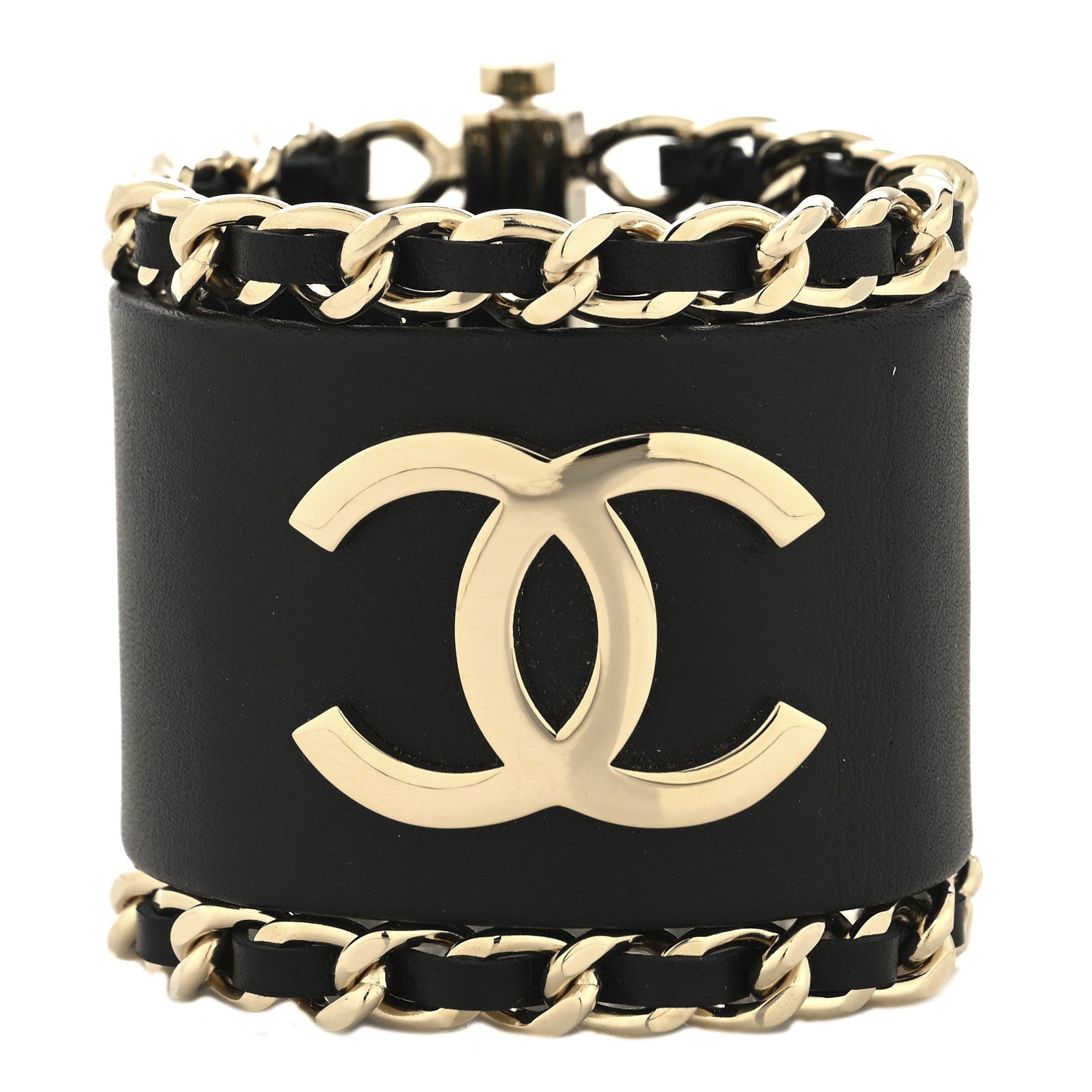 Lambskin Chain CC Cuff S Black Gold